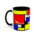 IYKYK School Bus Mondrian Style Geometric Pattern Mug | Accent Coffee Mug 11oz 15oz 1970s