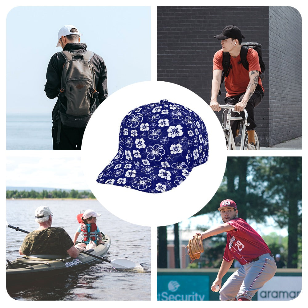 Blue Hawaiian Print Baseball Cap Free Shipping