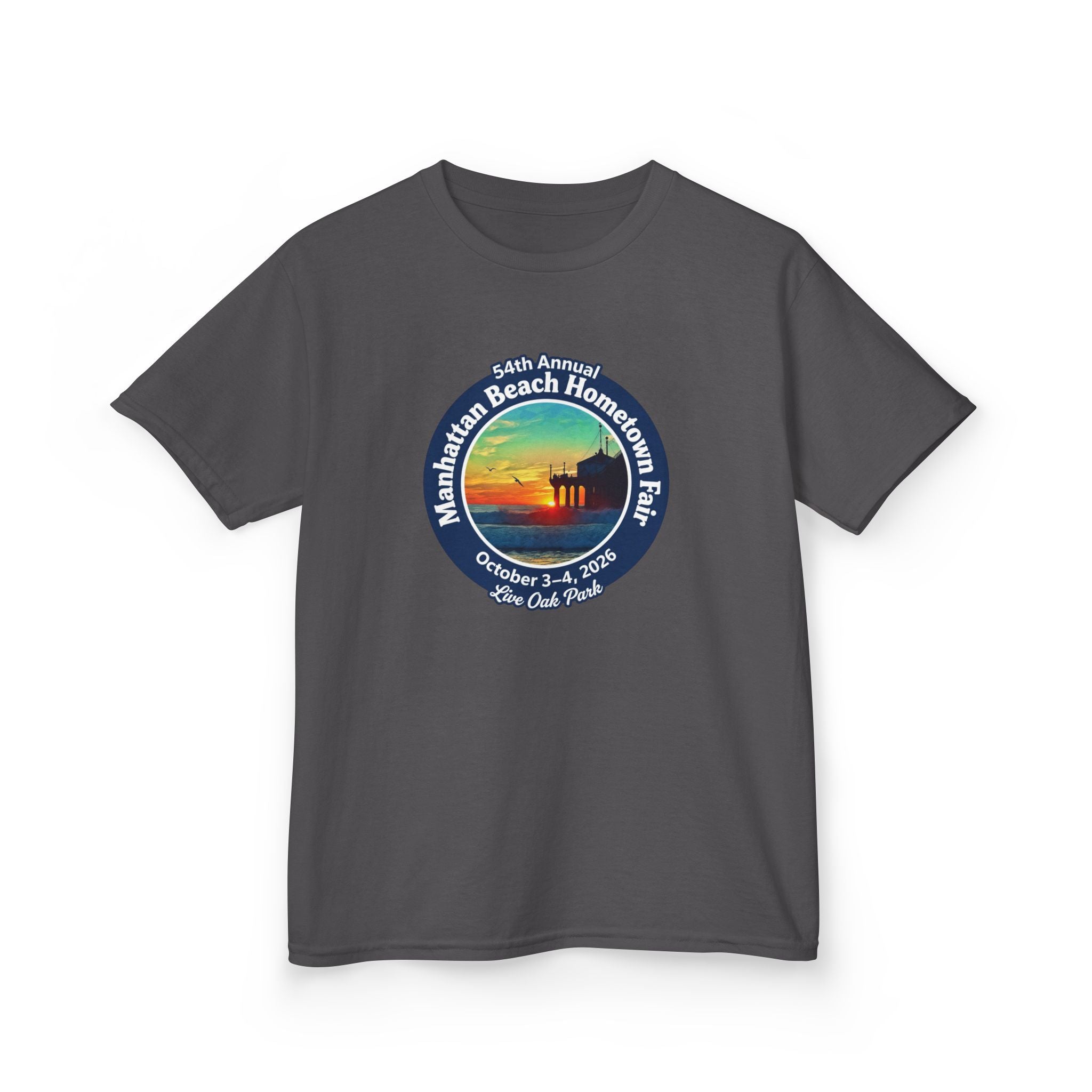 Kids Tee — Manhattan Beach Hometown Fair 2026 Sunset Logo