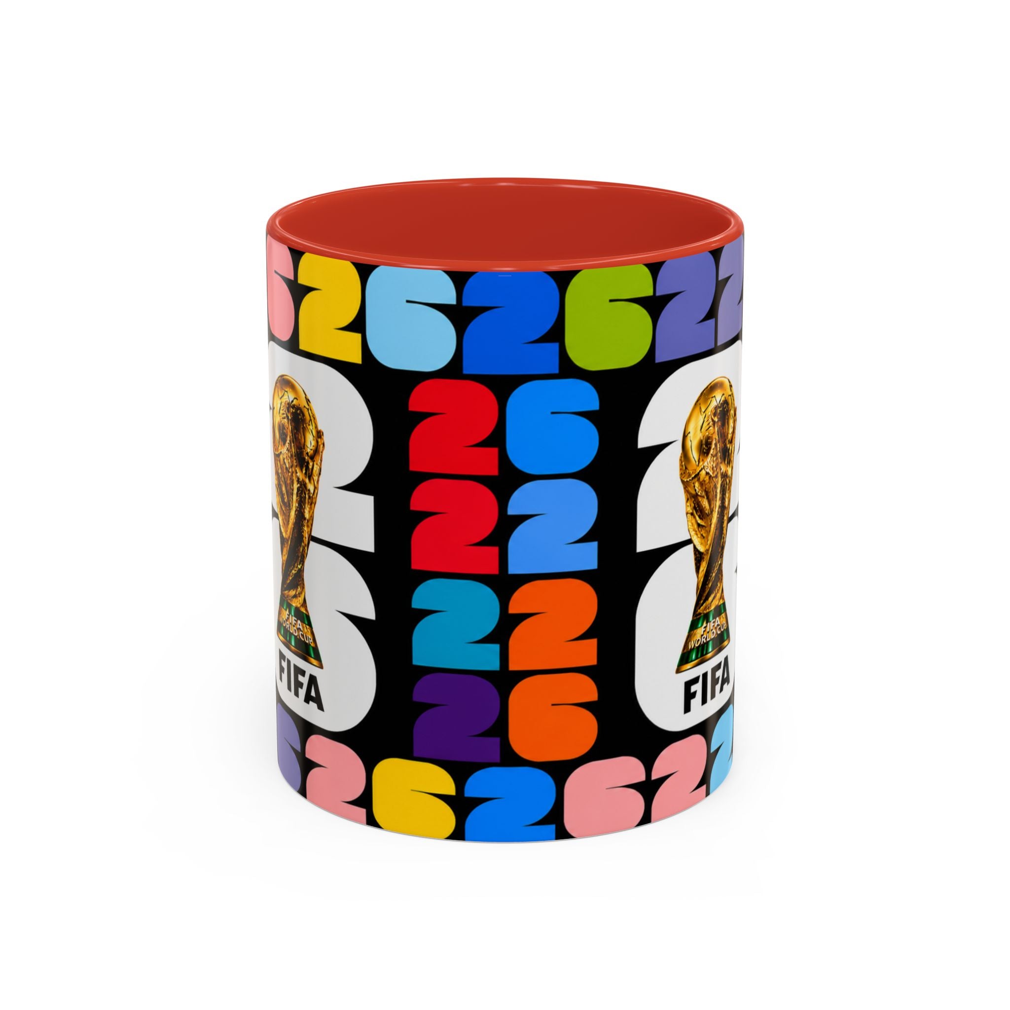 2026 World Cup Accent Coffee Mug – Colorful FIFA Trophy Design (11/15oz)