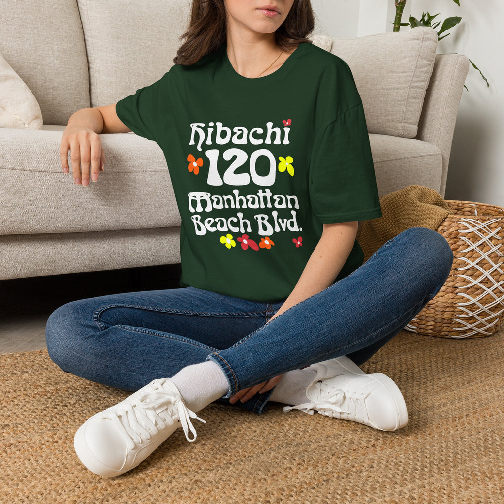 Hibachi 120 Manhattan Beach Blvd Restaurant #OldSchool T-Shirt — Retro Floral Surf Tee "Gone But Not Forgotten"