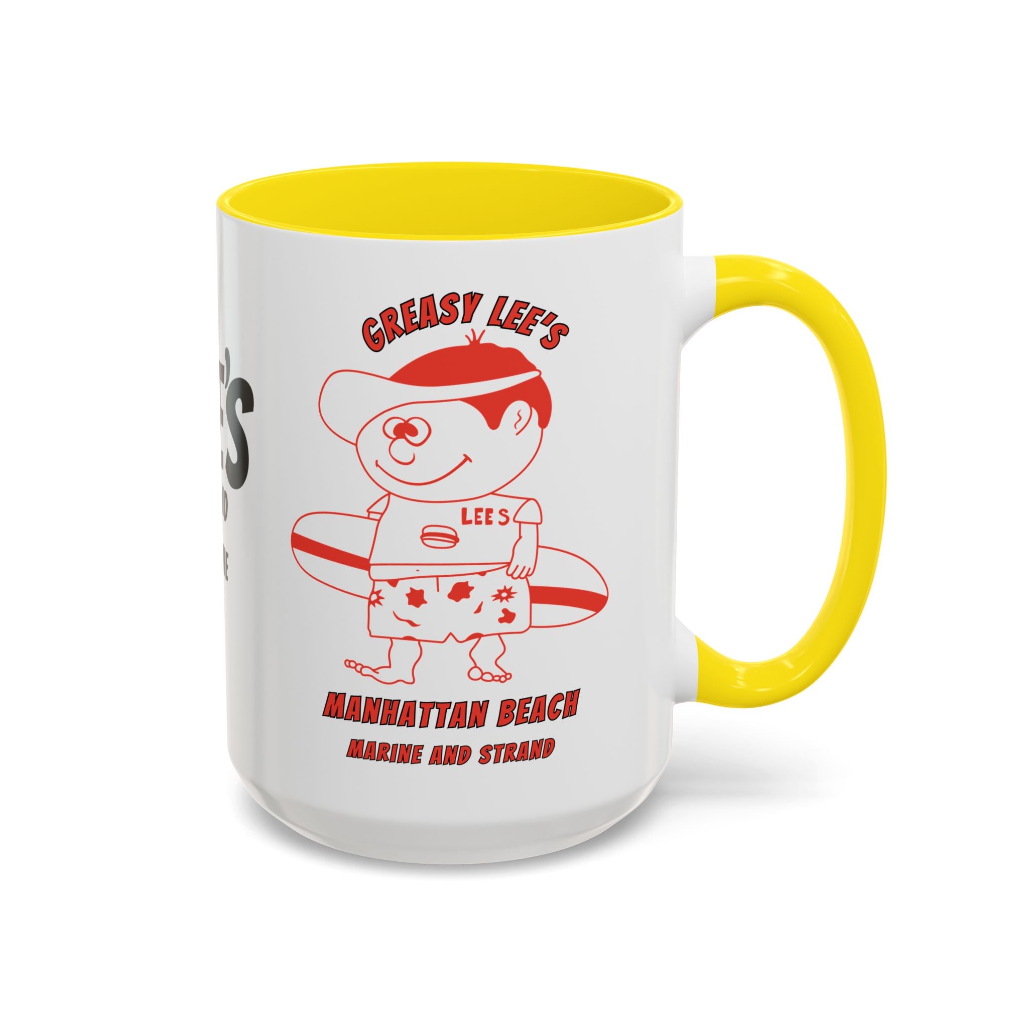 Greasy Lee's Surfer Logo Mug | Marine and Strand Manhattan Beach Old School  Accent Coffee Mug 11oz 15oz