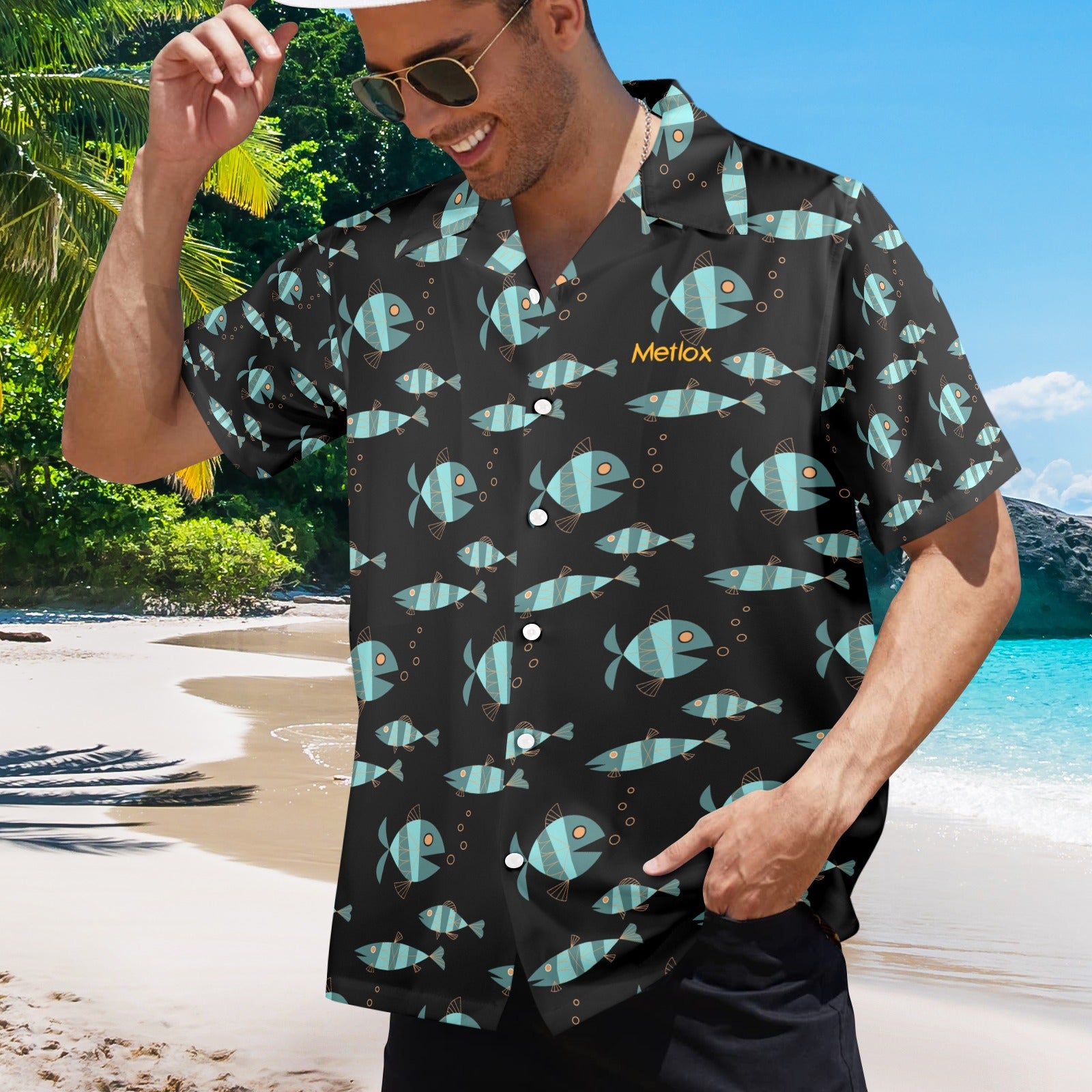Metlox Pottery Manhattan Beach Old School Men's All Over Print Shirt Made In USA Ships to USA Only