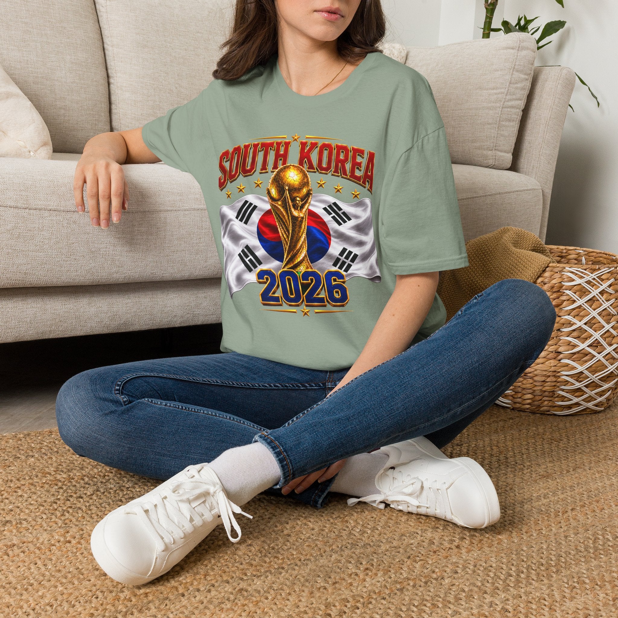 South Korea 2026 Soccer World Cup T-Shirt — Korean Flag & Trophy Football Fan Tee