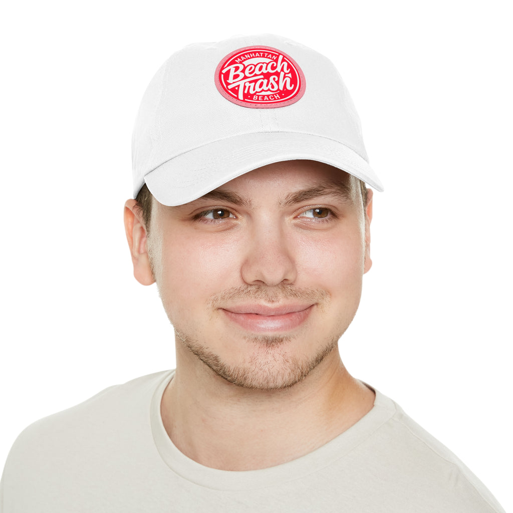 Proud to be Called Beach Trash Manhattan Beach  Leather Patch Dad Hat — Vintage Manhattan Beach Logo