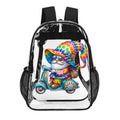 Tie Dye Gnome Riding Scooter Transparent Bag 17 inch