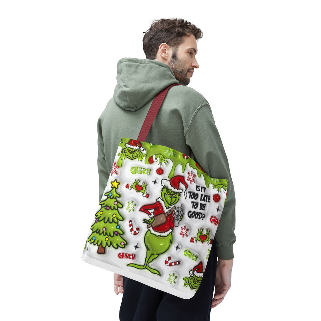Christmas Tote Bag, Holiday Shopping Bag, Grinch Gift, Festive Reusable Bag, Cute Winter Accessory