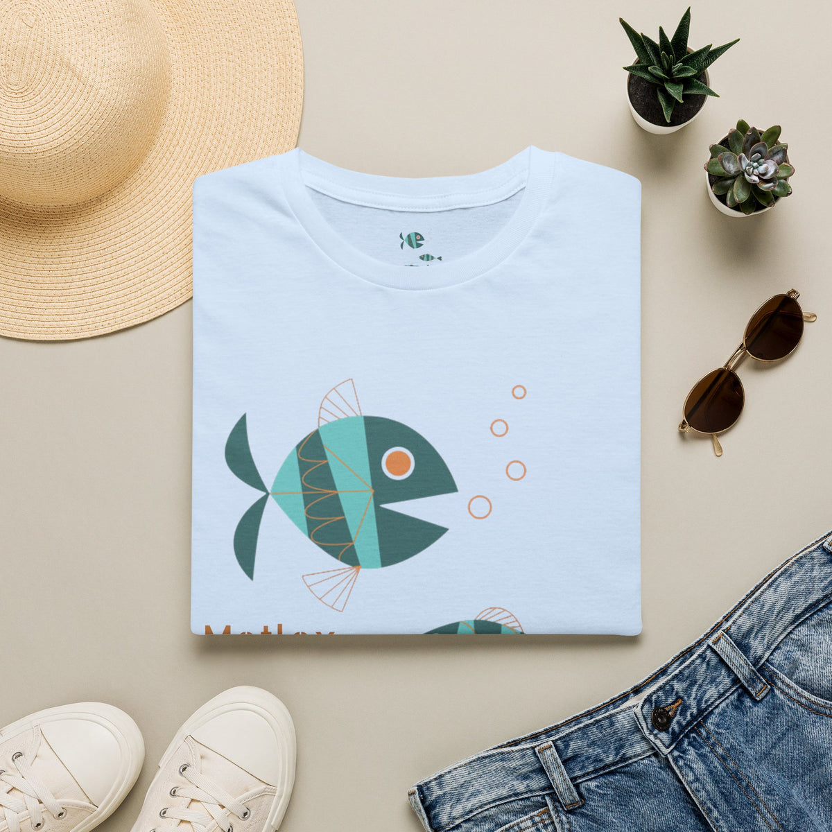 Metlox Pottery Fish Trio T-Shirt | Minimal Ocean Illustration