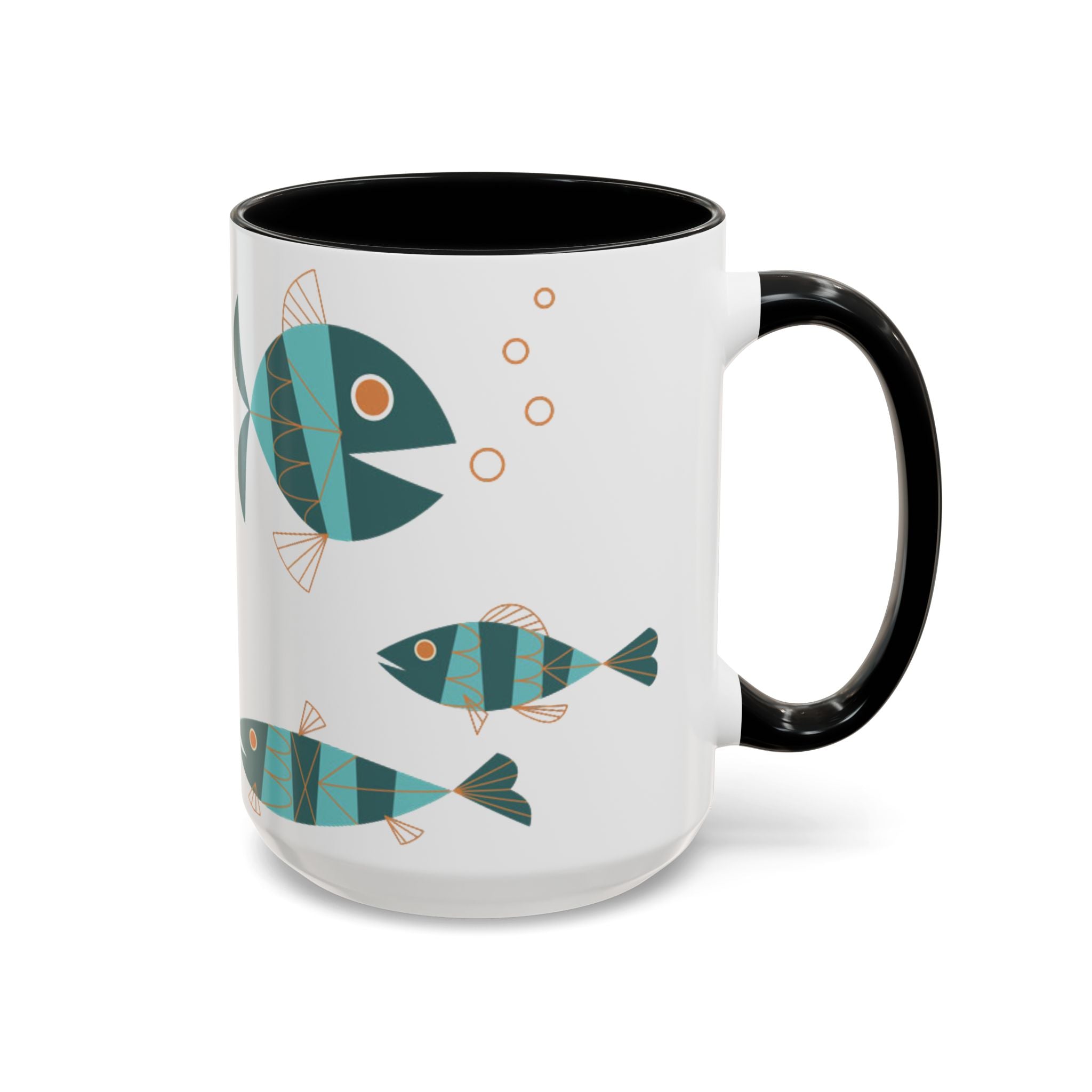 Metlox Pottery Teal Geometric Fish Mug | Accent Coffee Mug