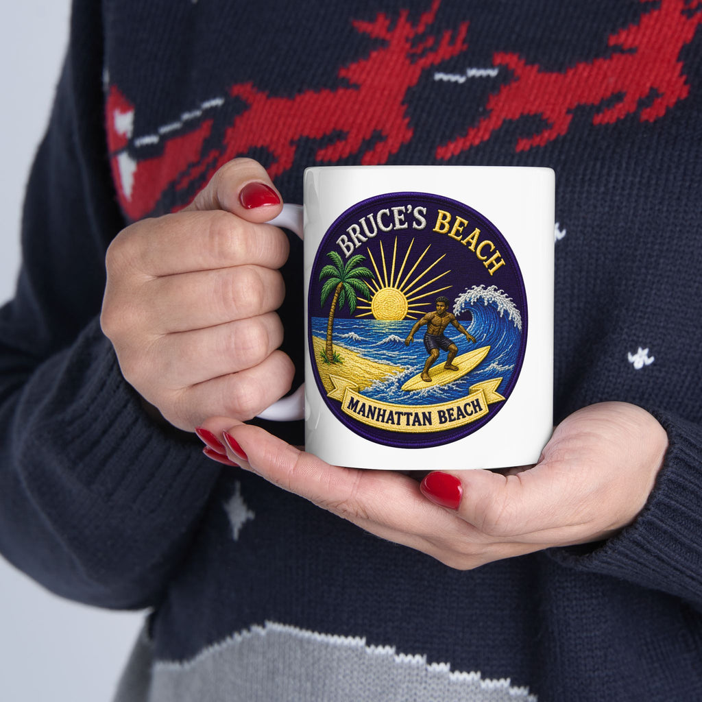 Bruce's Beach Ceramic Mug — Manhattan Beach California & Surf Design (11oz, 15oz)