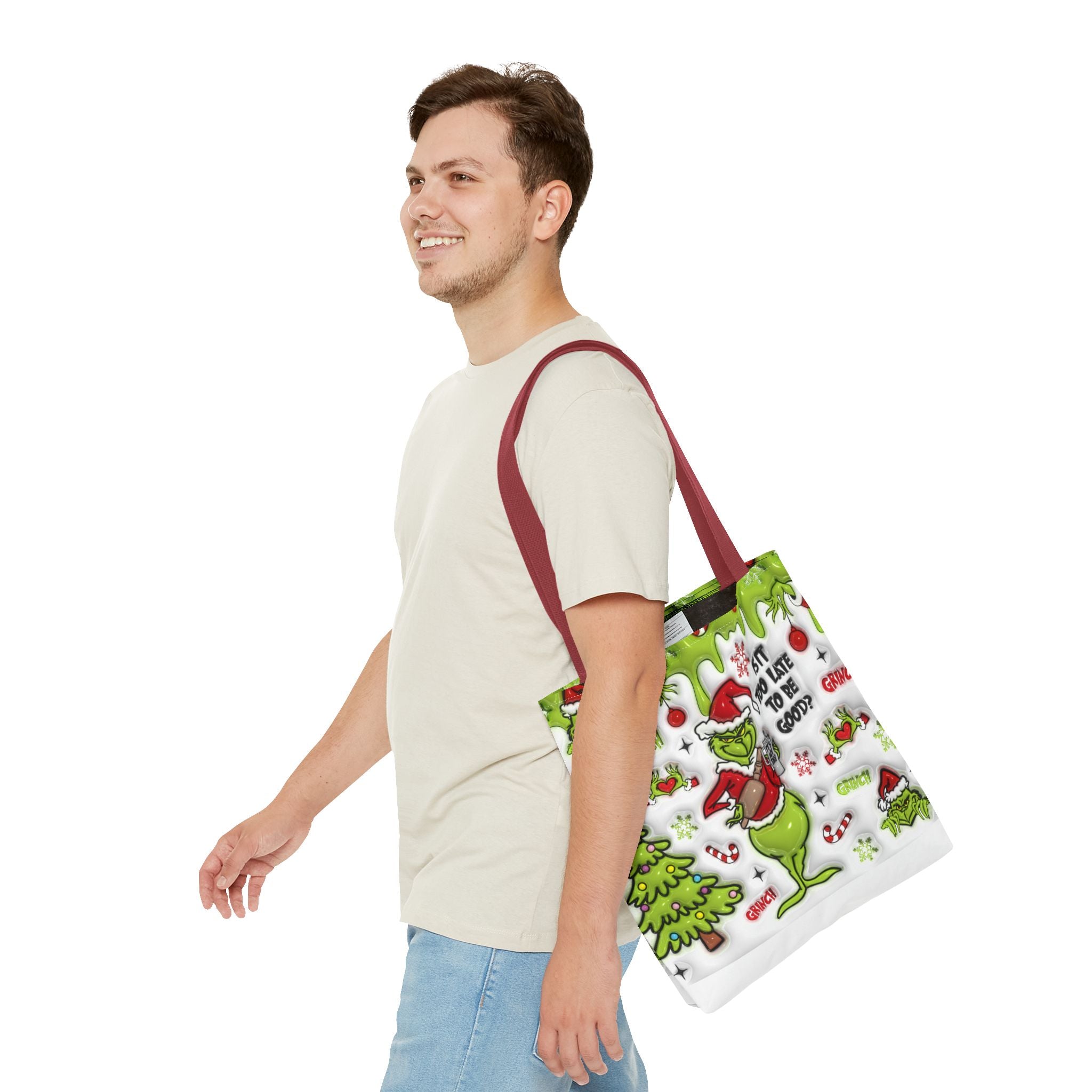 Christmas Tote Bag, Holiday Shopping Bag, Grinch Gift, Festive Reusable Bag, Cute Winter Accessory