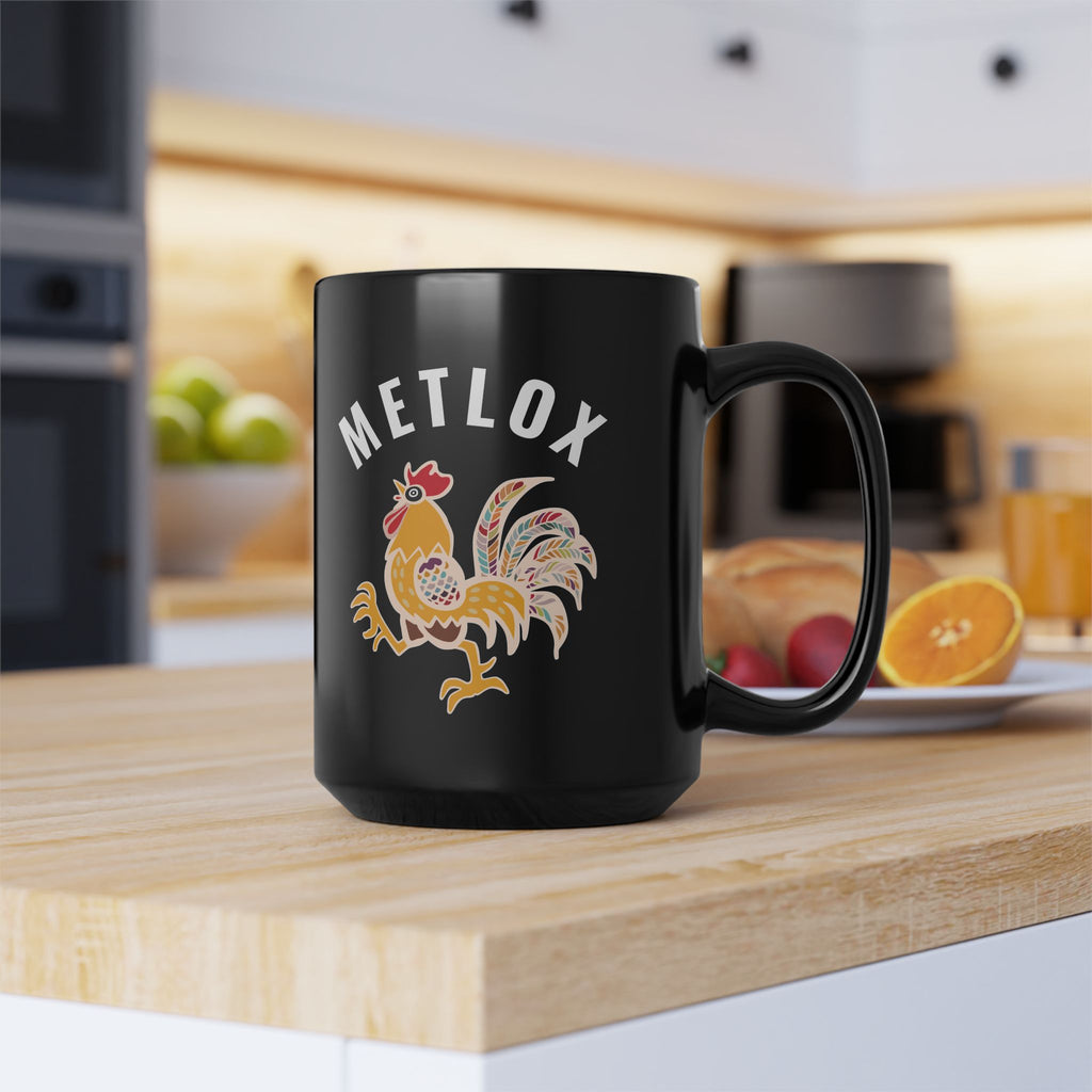 Metlox Pottery Manhattan Beach 1927–1989 Black Mug — 15oz Commemorative Ceramic Mug