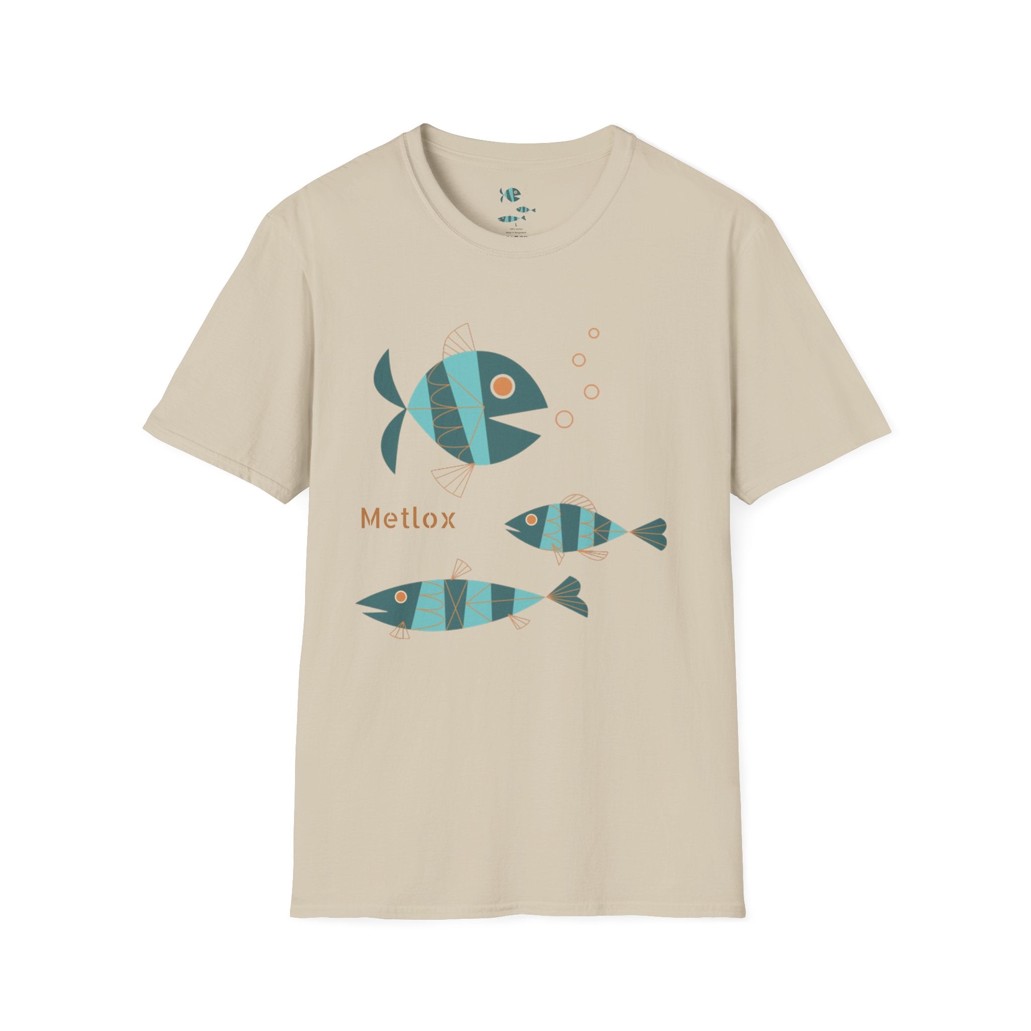 Metlox Pottery Fish Trio T-Shirt | Minimal Ocean Illustration