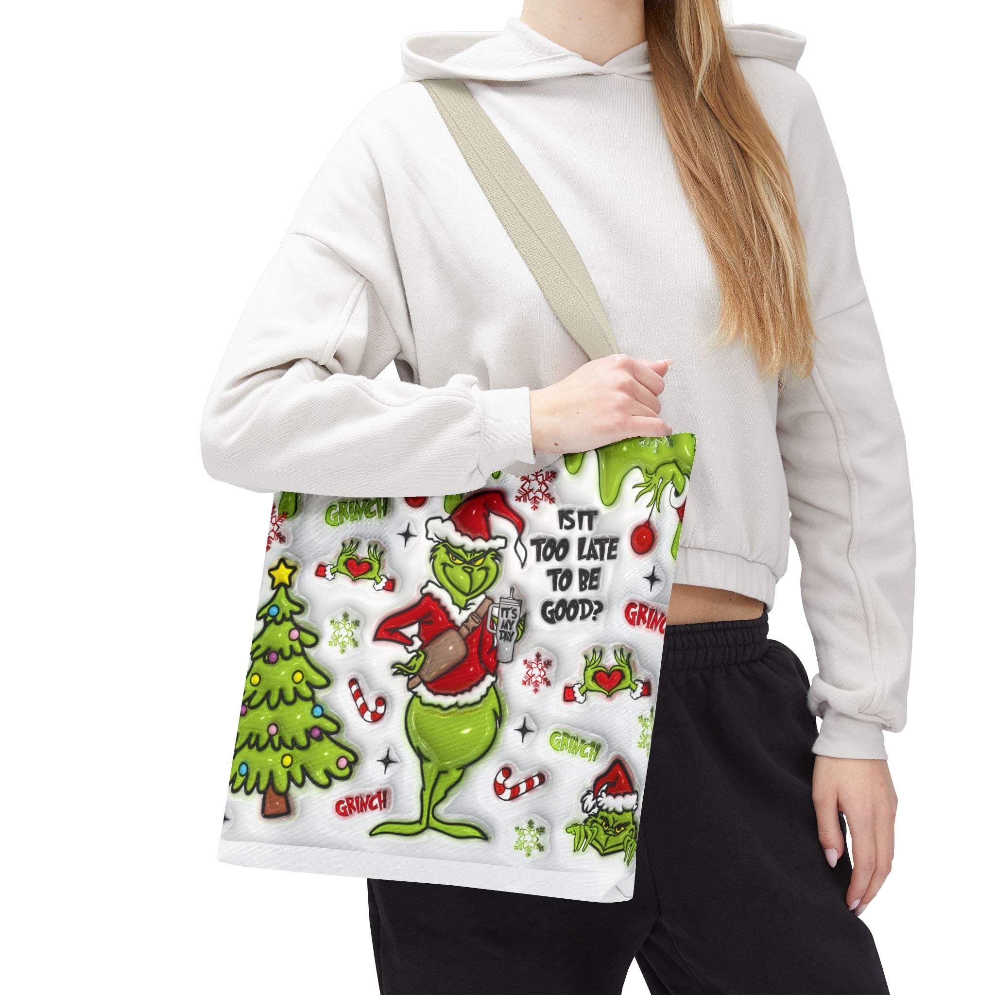 Christmas Tote Bag, Holiday Shopping Bag, Grinch Gift, Festive Reusable Bag, Cute Winter Accessory