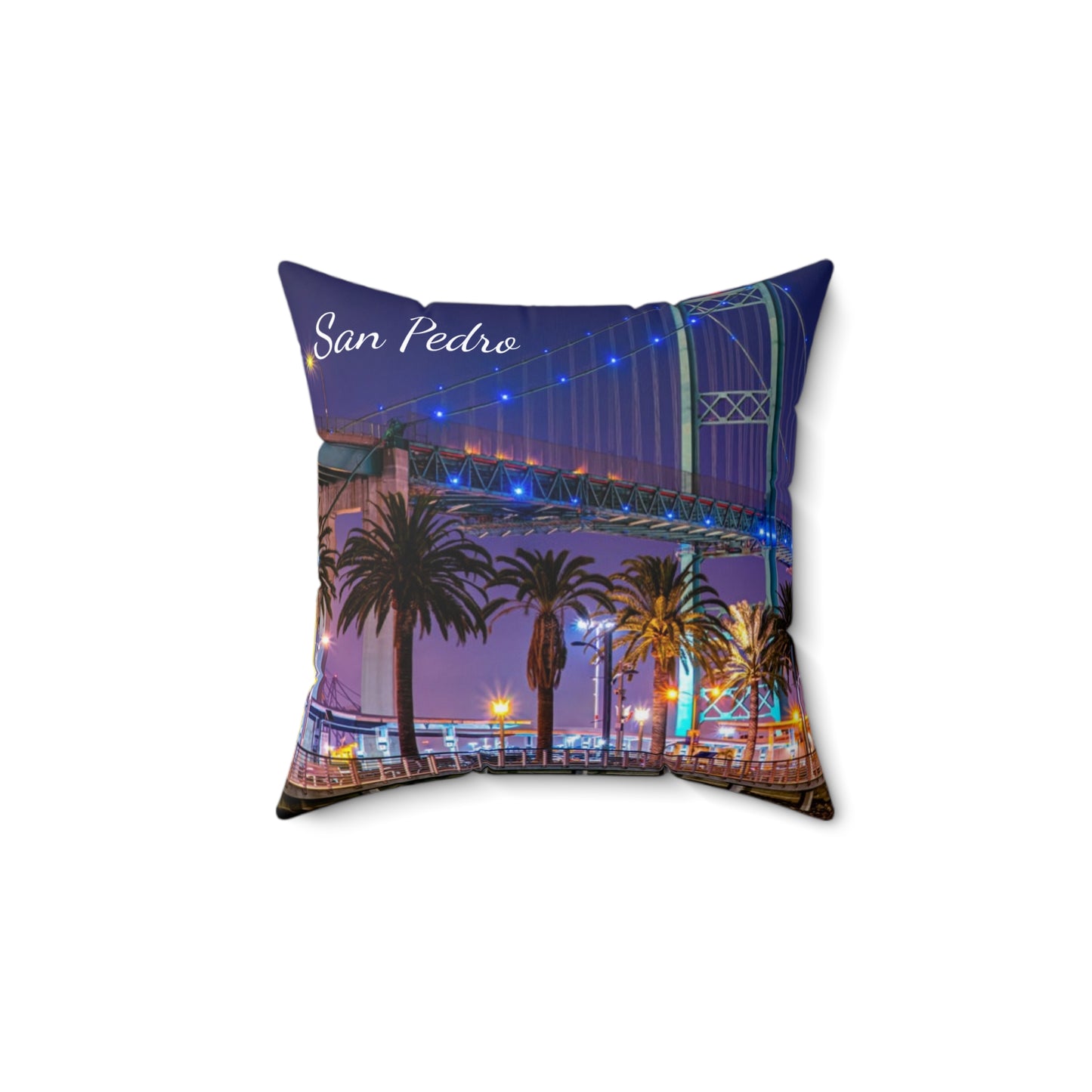 Vincent Thomas Bridge San Pedro California - Spun Polyester Square Pillow