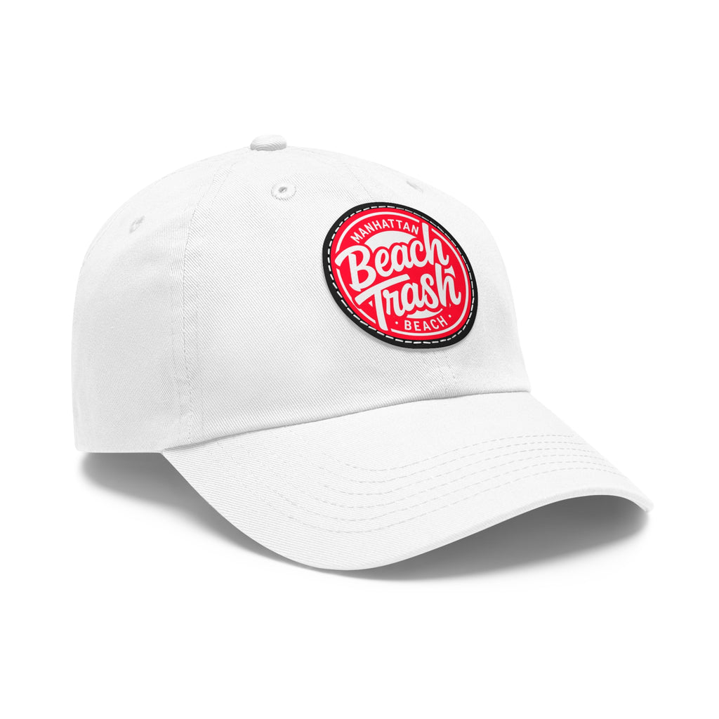 Proud to be Called Beach Trash Manhattan Beach  Leather Patch Dad Hat — Vintage Manhattan Beach Logo