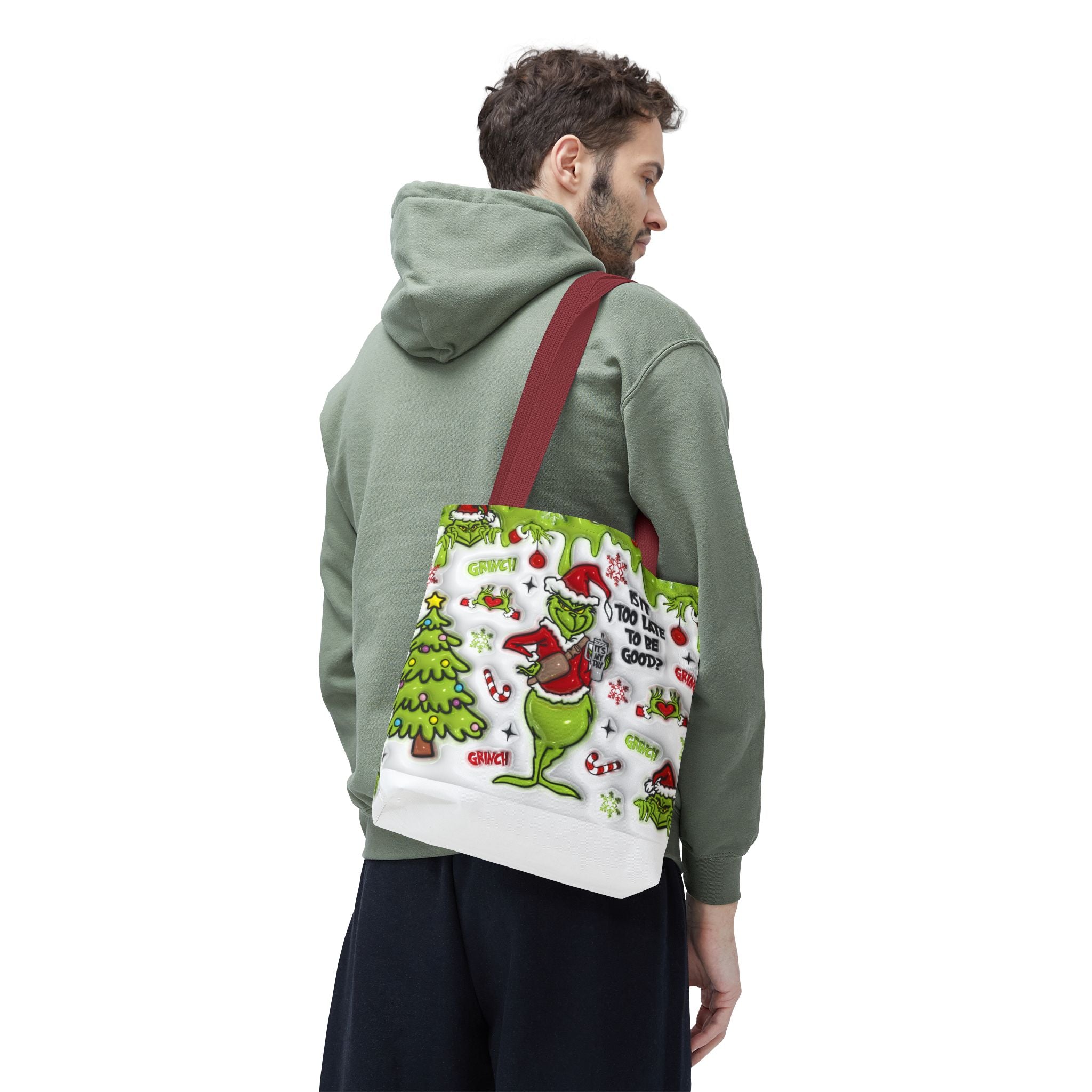 Christmas Tote Bag, Holiday Shopping Bag, Grinch Gift, Festive Reusable Bag, Cute Winter Accessory