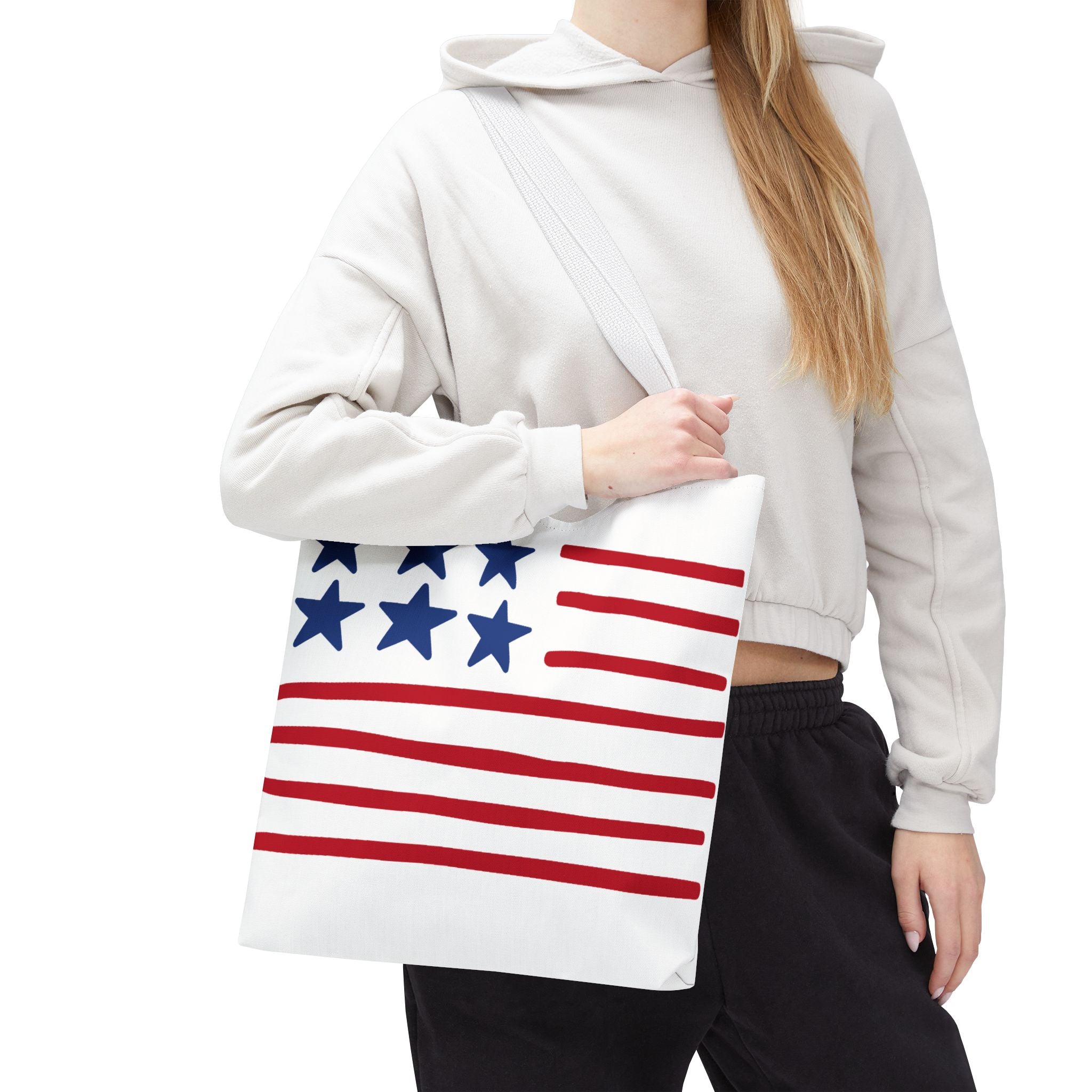 American Flag Stars & Stripes Tote Bag — Patriotic Canvas Beach Grocery Bag