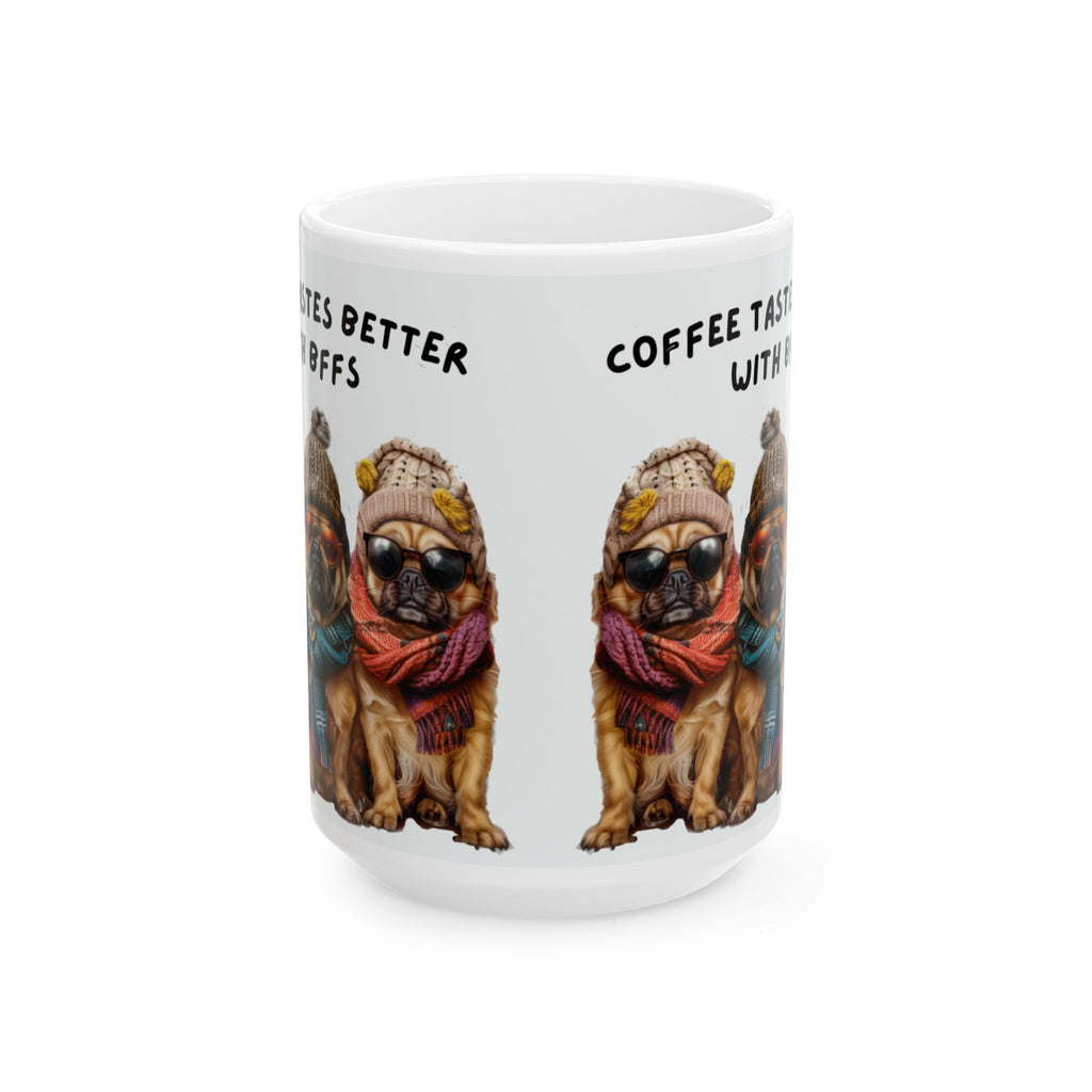 Cozy Pugs in Scarves Mug | Coffee Lover Ceramic Mug