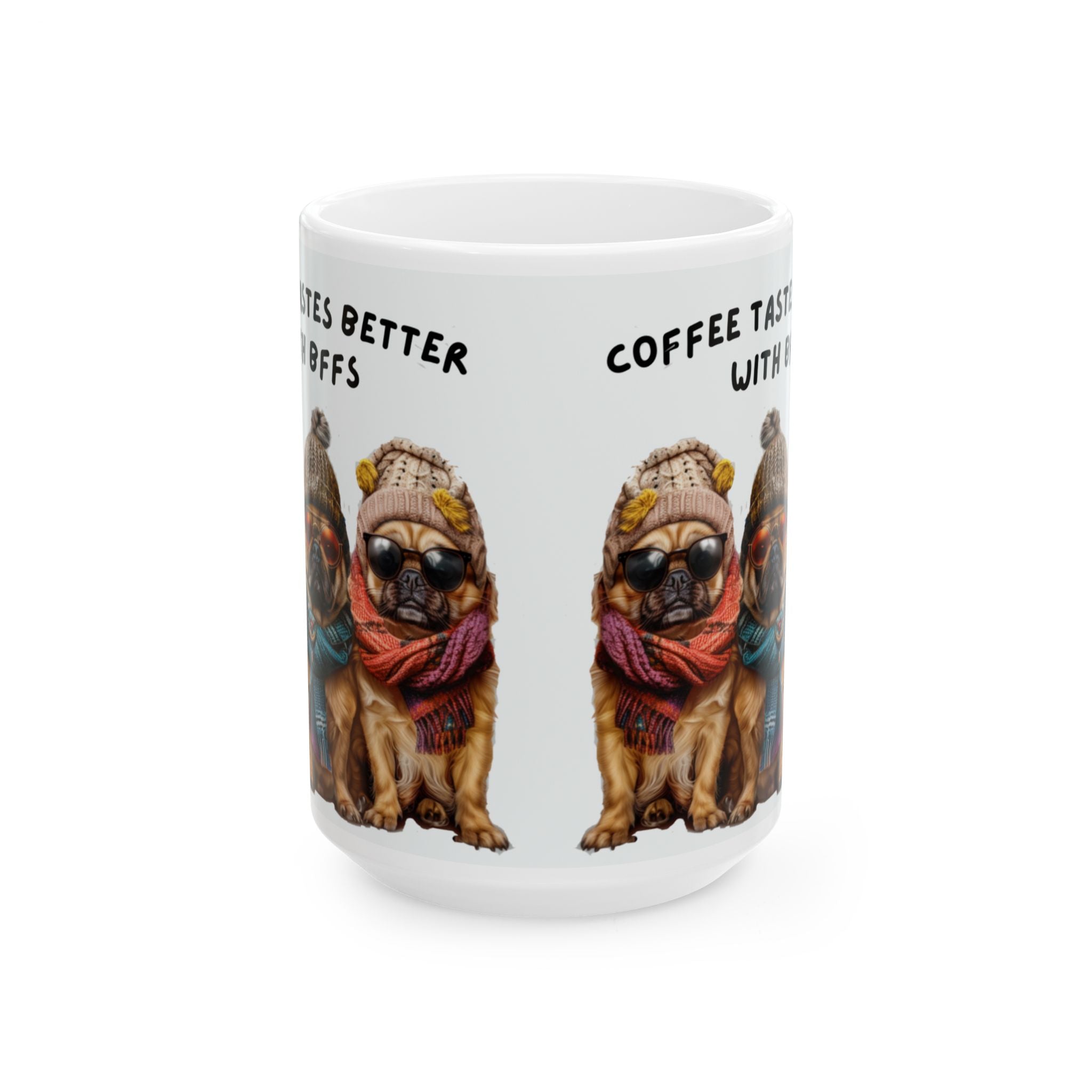 Cozy Pugs in Scarves Mug | Coffee Lover Ceramic Mug