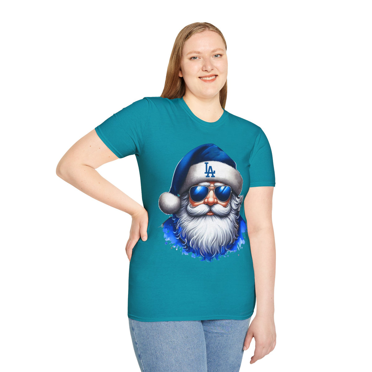 LA Dodgers Blue Santa T-Shirt — Cool Sunglasses Holiday Tee
