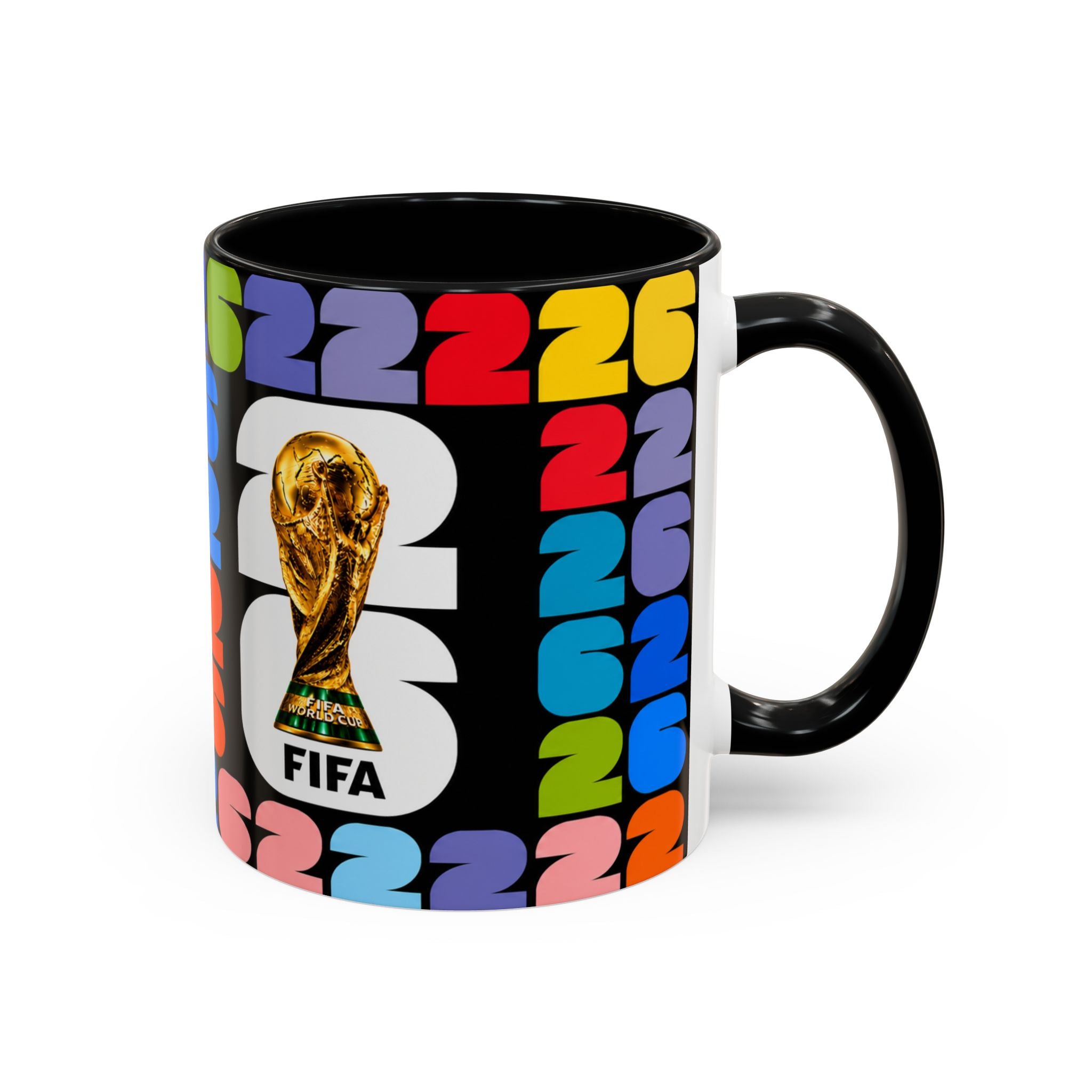 2026 World Cup Accent Coffee Mug – Colorful FIFA Trophy Design (11/15oz)