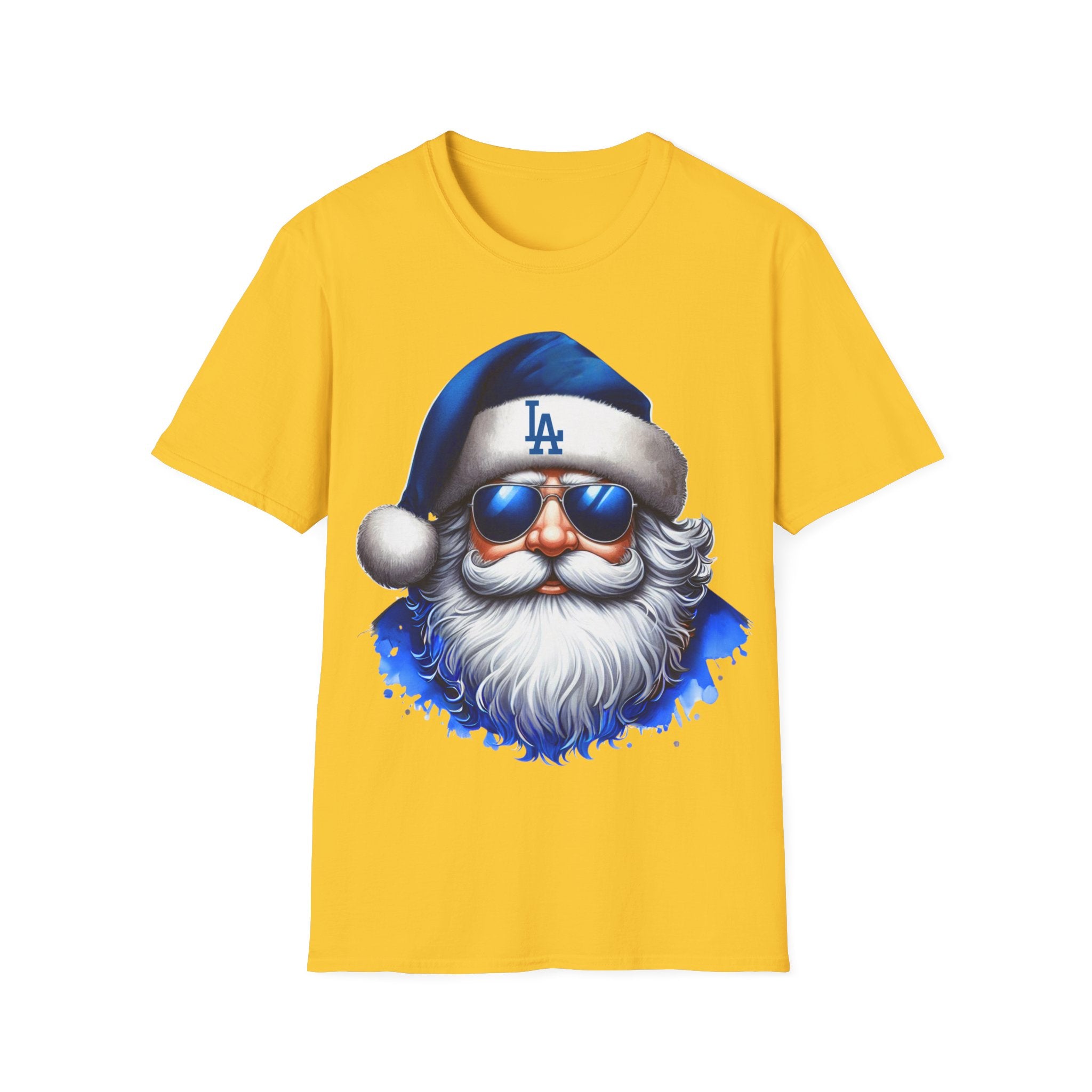 Blue Los Angeles Doyers Santa Tee | Santa Hat Graphic T-Shirt #Doyers