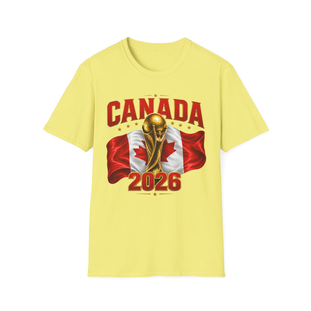 Canada 2026 World Cup T-Shirt — Canadian Soccer Fan Tee with Trophy & Flag