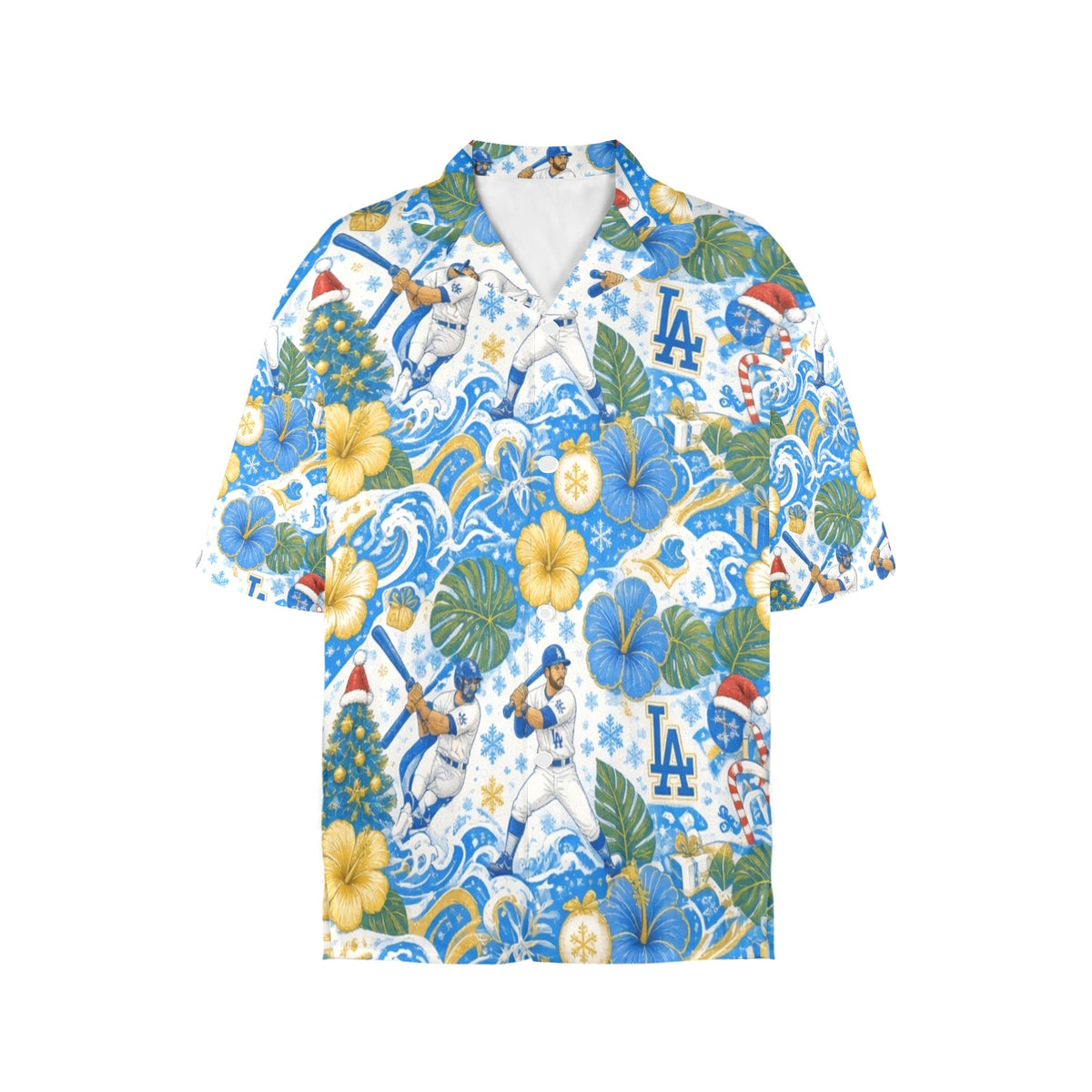 Los Angeles Dodgers Women's All Over Print Hawaiian Shirt （Made in USA Ships to USA Only）