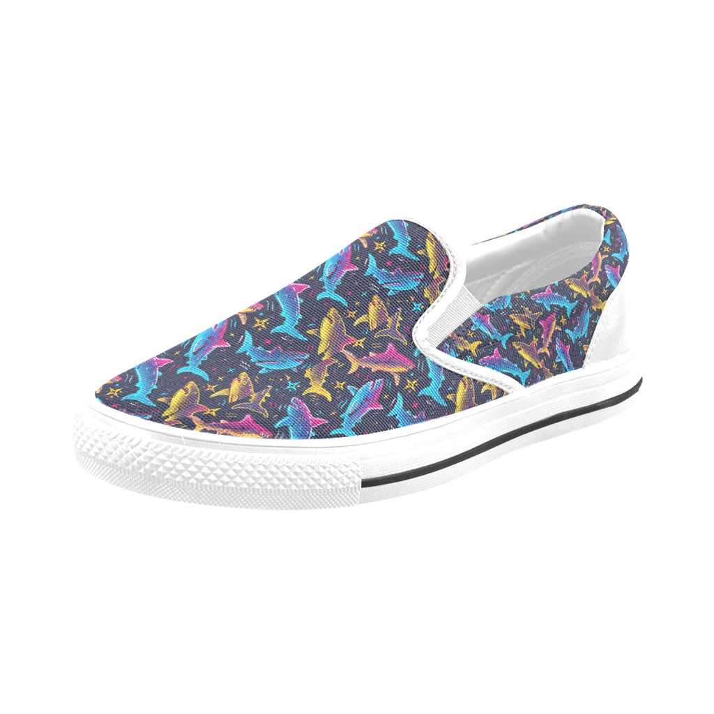 Sharks Slip-on Canvas Kid's Shoes (Big Kid) Free Shipping