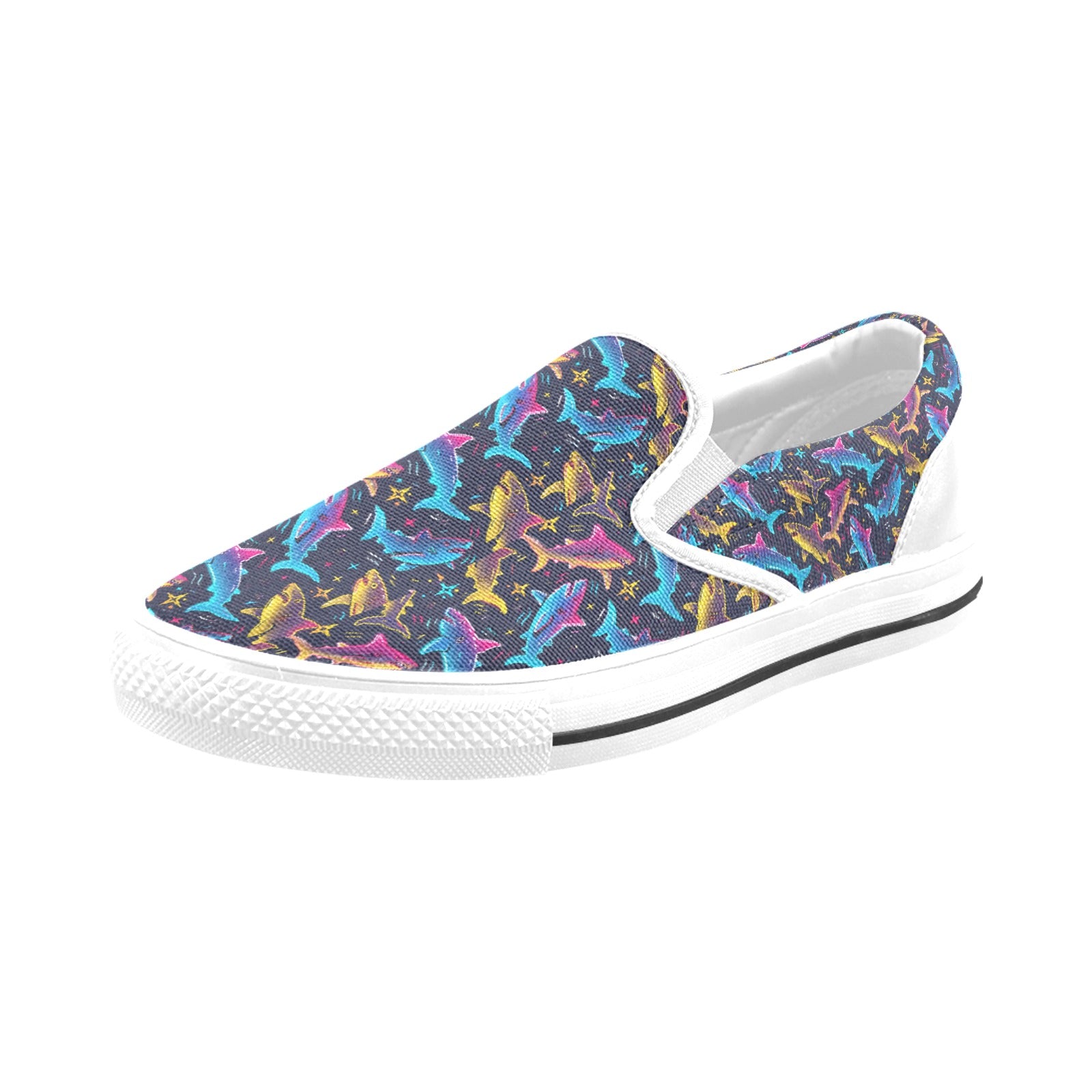 Sharks Slip-on Canvas Kid's Shoes (Big Kid) Free Shipping