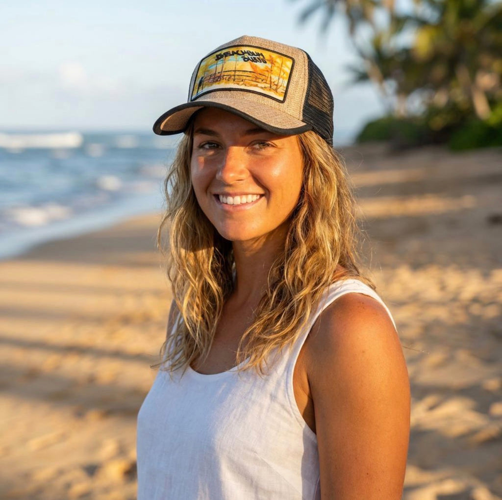 Beach Bum Burts 🏖️  Custom One of a Kind - Thatch Look Style Hat
