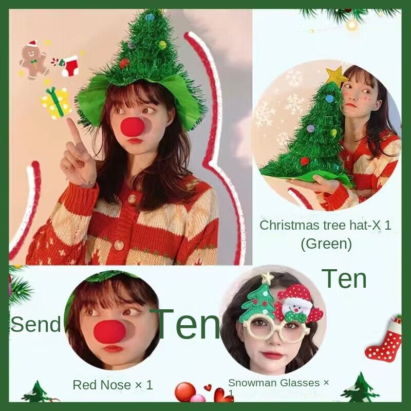 Christmas hat, non-woven fabric, rain silk, Christmas tree decoration supplies, props, party hats, Christmas gifts
