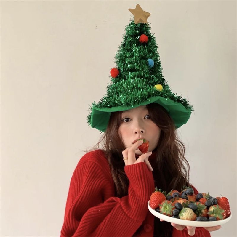 Christmas hat, non-woven fabric, rain silk, Christmas tree decoration supplies, props, party hats, Christmas gifts