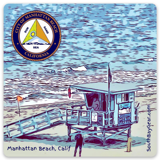 Manhattan Beach Lifeguard Station 3x3 Magnet #MB