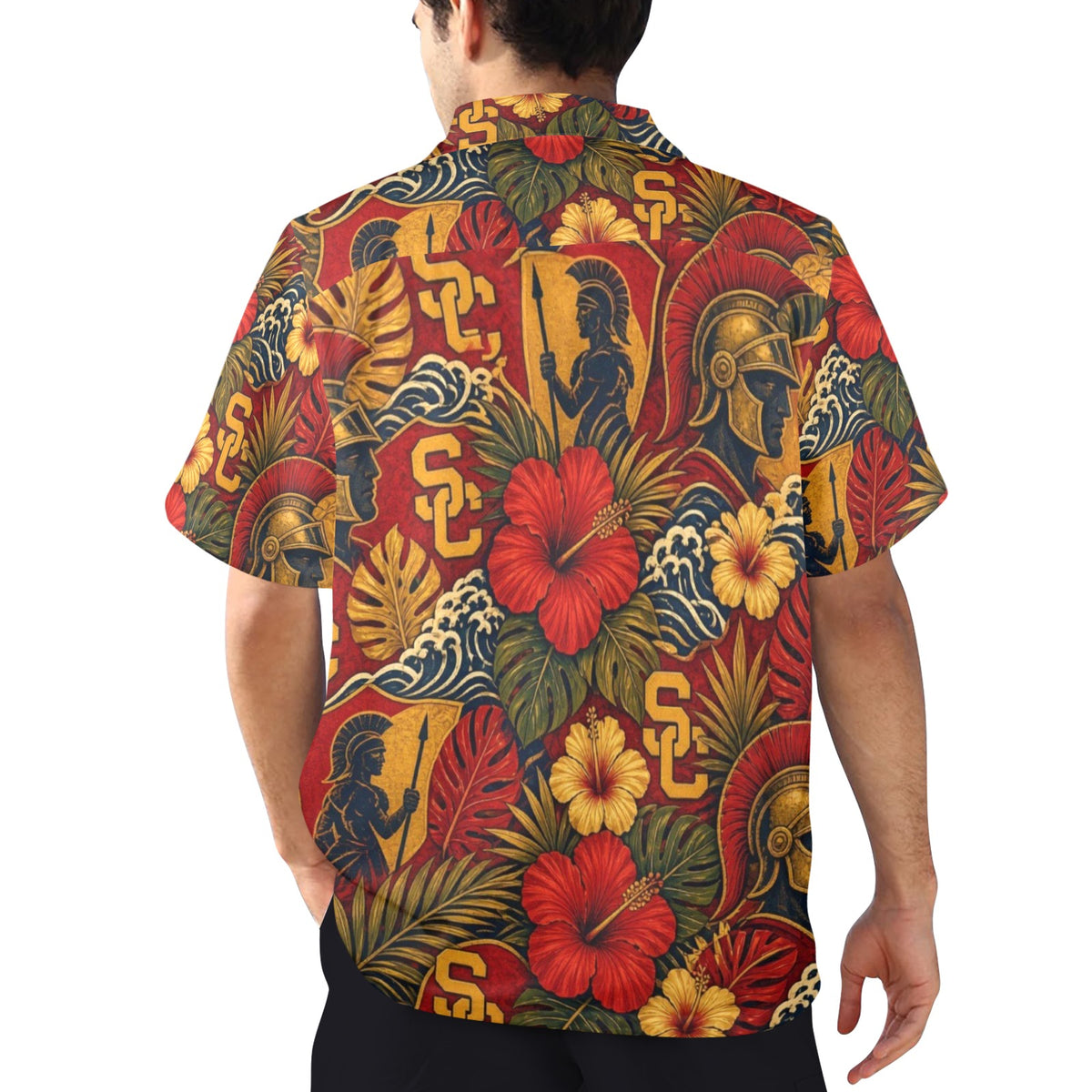 USC Men's All Over Print Hawaiian Shirt Made In USA Ships to USA Only