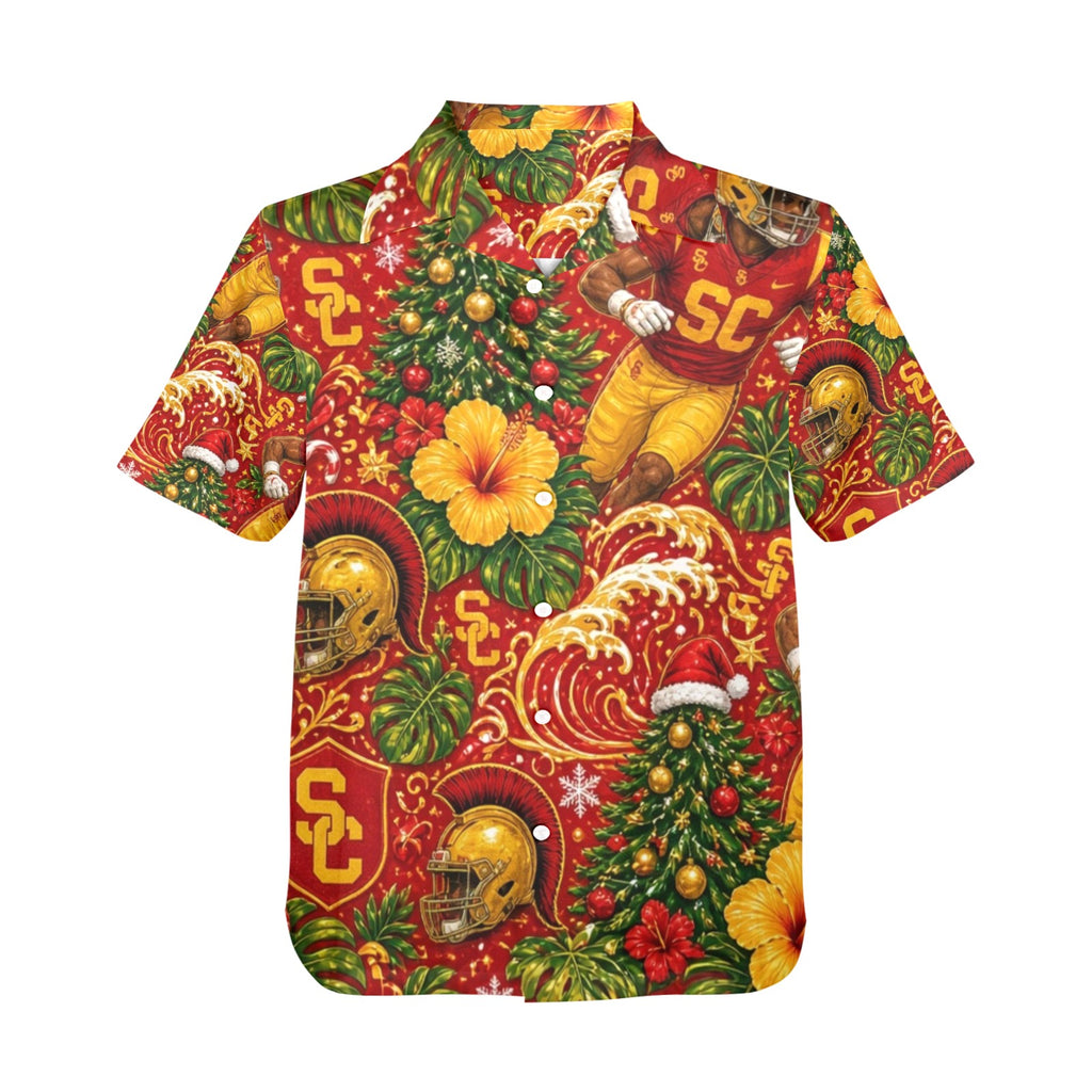 USC Christmas Men's All Over Print Hawaiian Shirt Made In USA Ships to USA Only