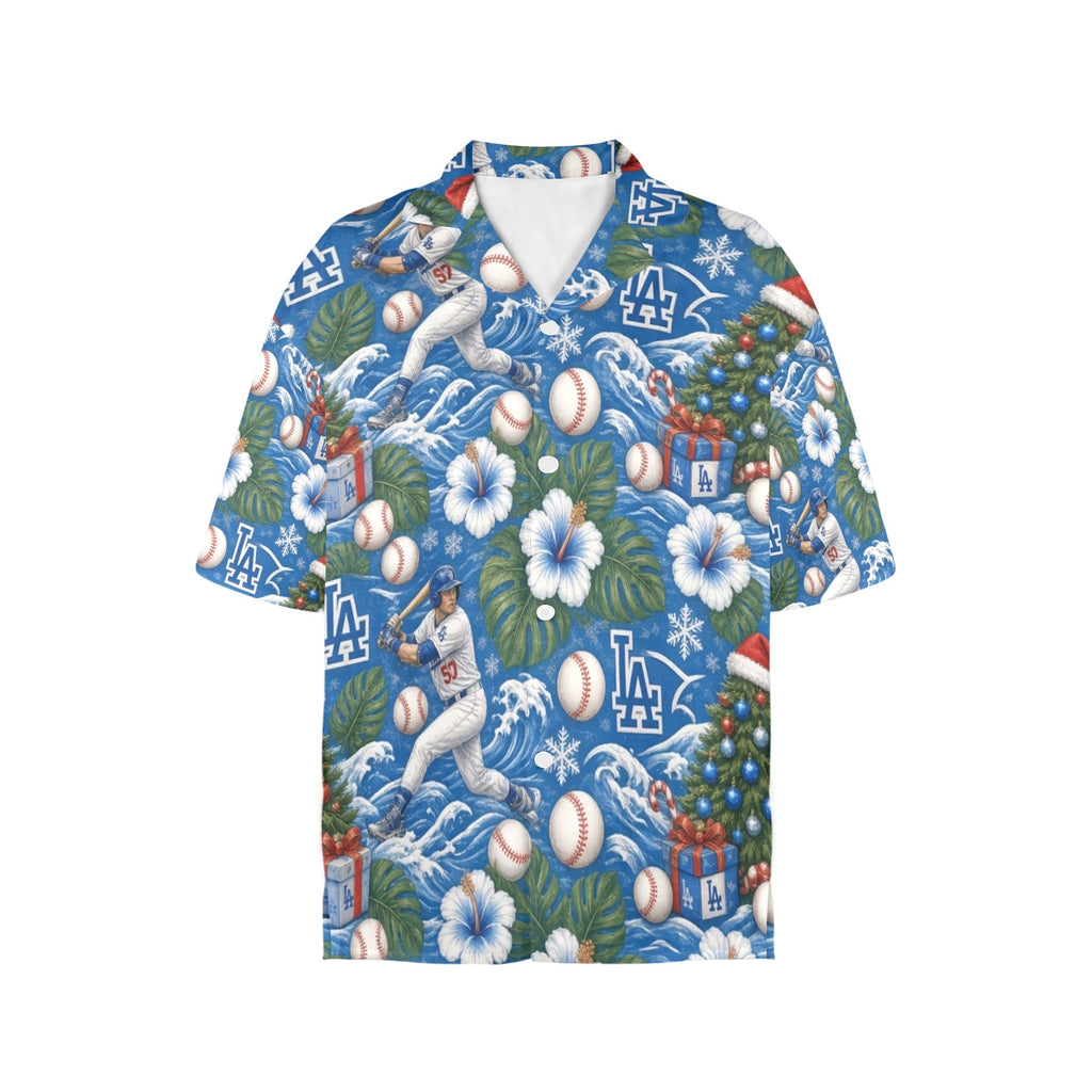 Los Angeles Dodgers Women's All Over Print Hawaiian Shirt （Made in USA Ships to USA Only）
