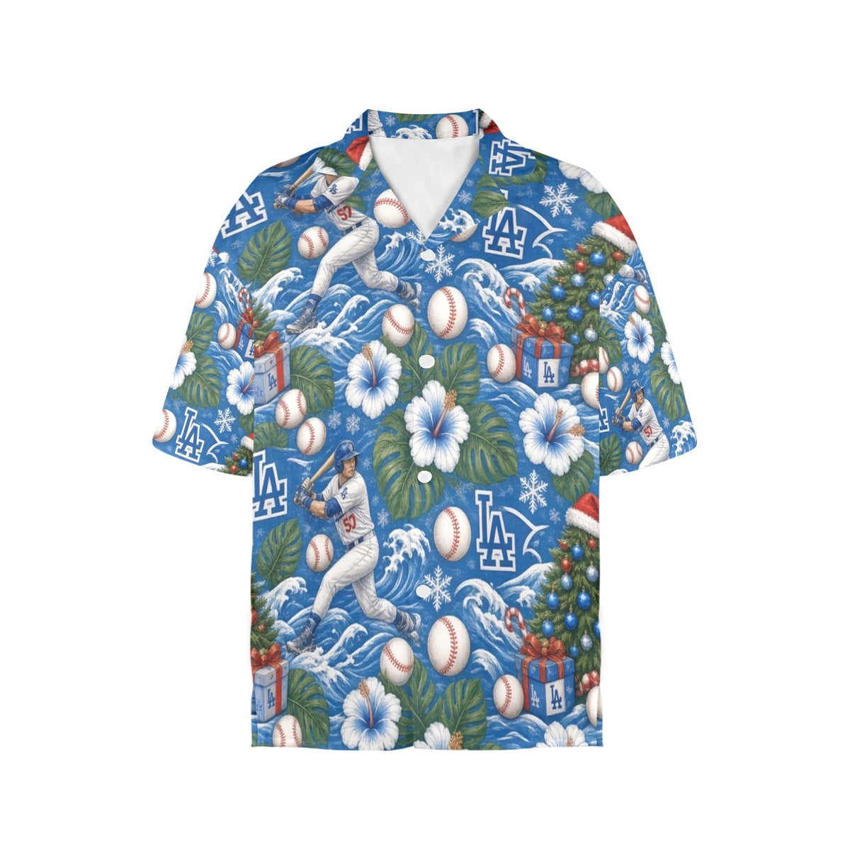 Los Angeles Dodgers Women's All Over Print Hawaiian Shirt （Made in USA Ships to USA Only）