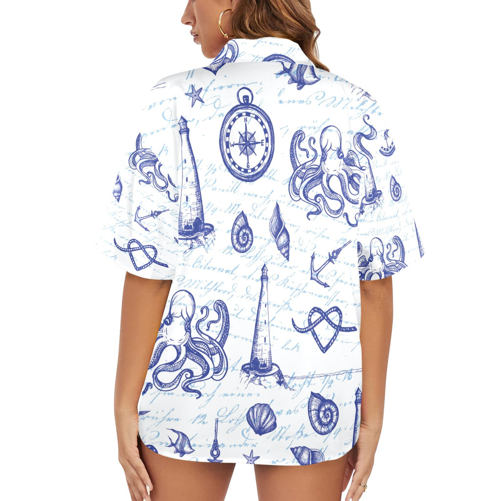Nautical Women's All Over Print Shirt （Made in USA，Ships to USA Only）Free