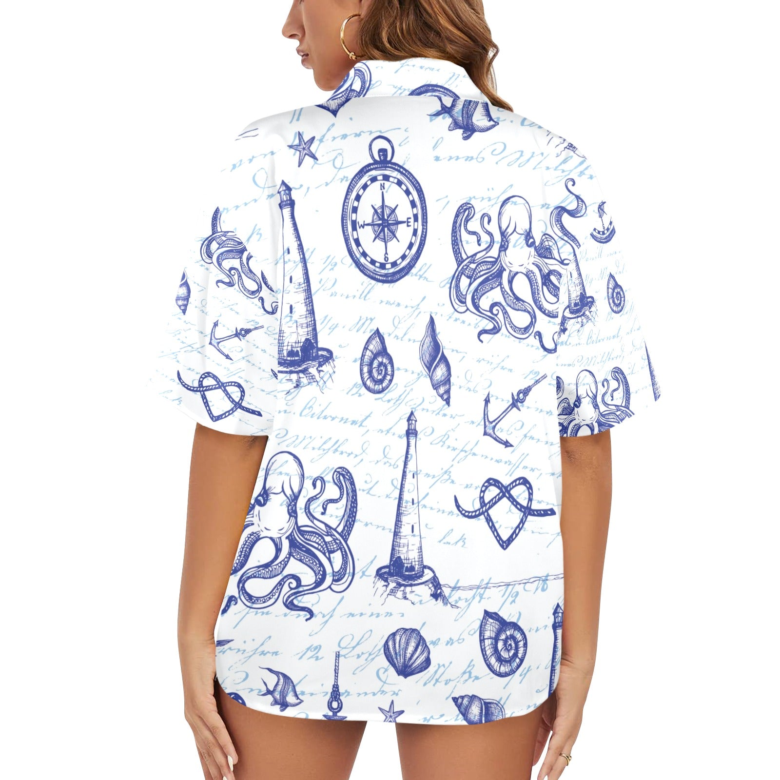 Nautical Women's All Over Print Shirt （Made in USA，Ships to USA Only）Free