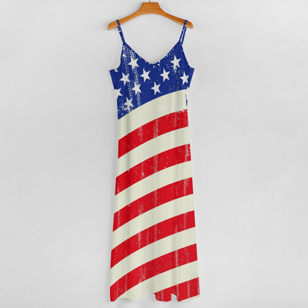 250 Years 4th of July Patriotic Sling Ankle Long Dress