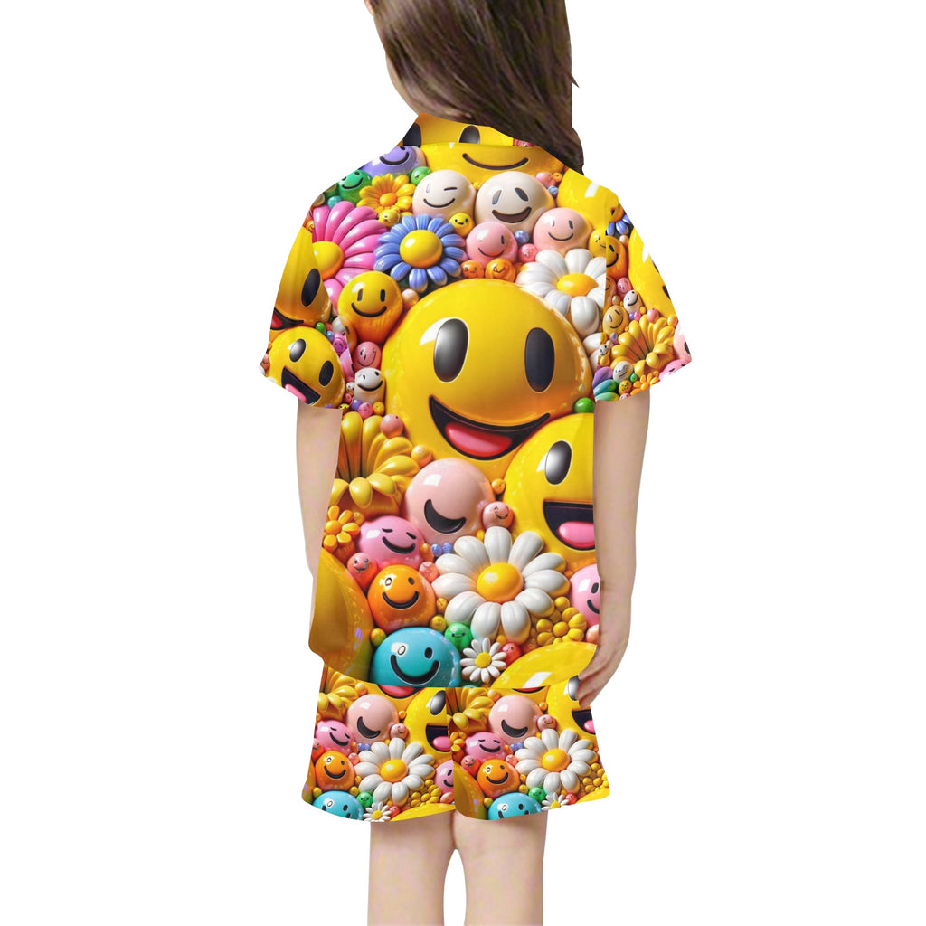 Emoji Little Girls' V-Neck Short Pajama Set