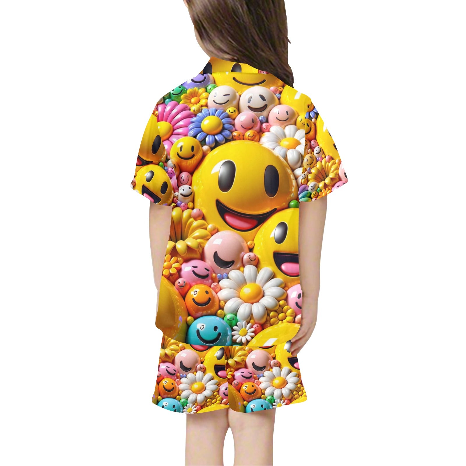 Emoji Little Girls' V-Neck Short Pajama Set