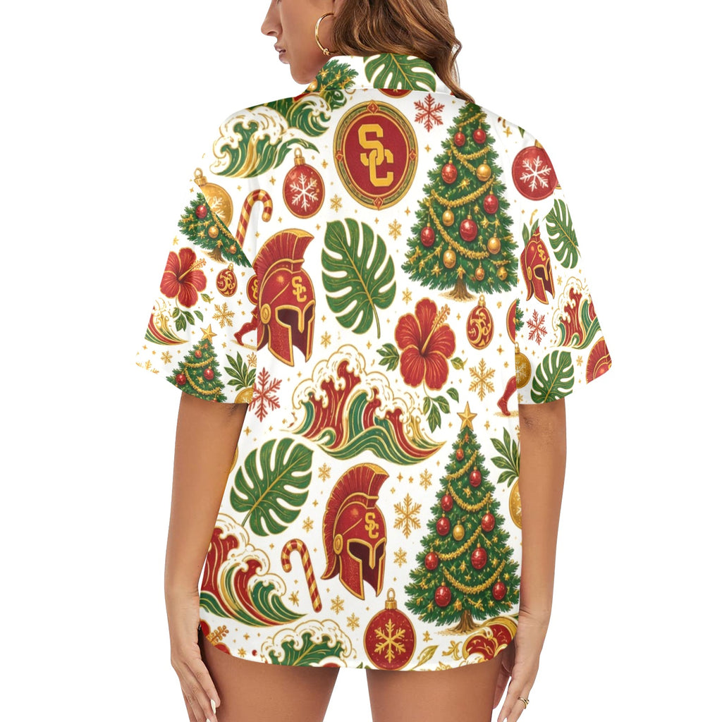 USC Christmas Women's All Over Print Hawaiian Shirt （Made in USA Ships to USA Only）