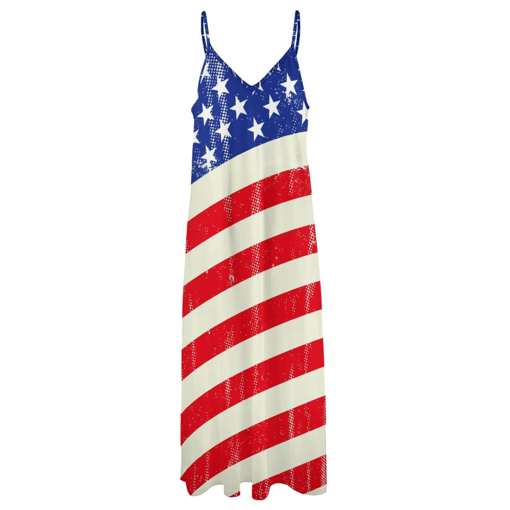 250 Years 4th of July Patriotic Sling Ankle Long Dress