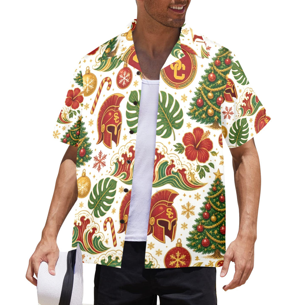 USC Christmas Men's All Over Print Hawaiian Shirt Made In USA Ships to USA Only
