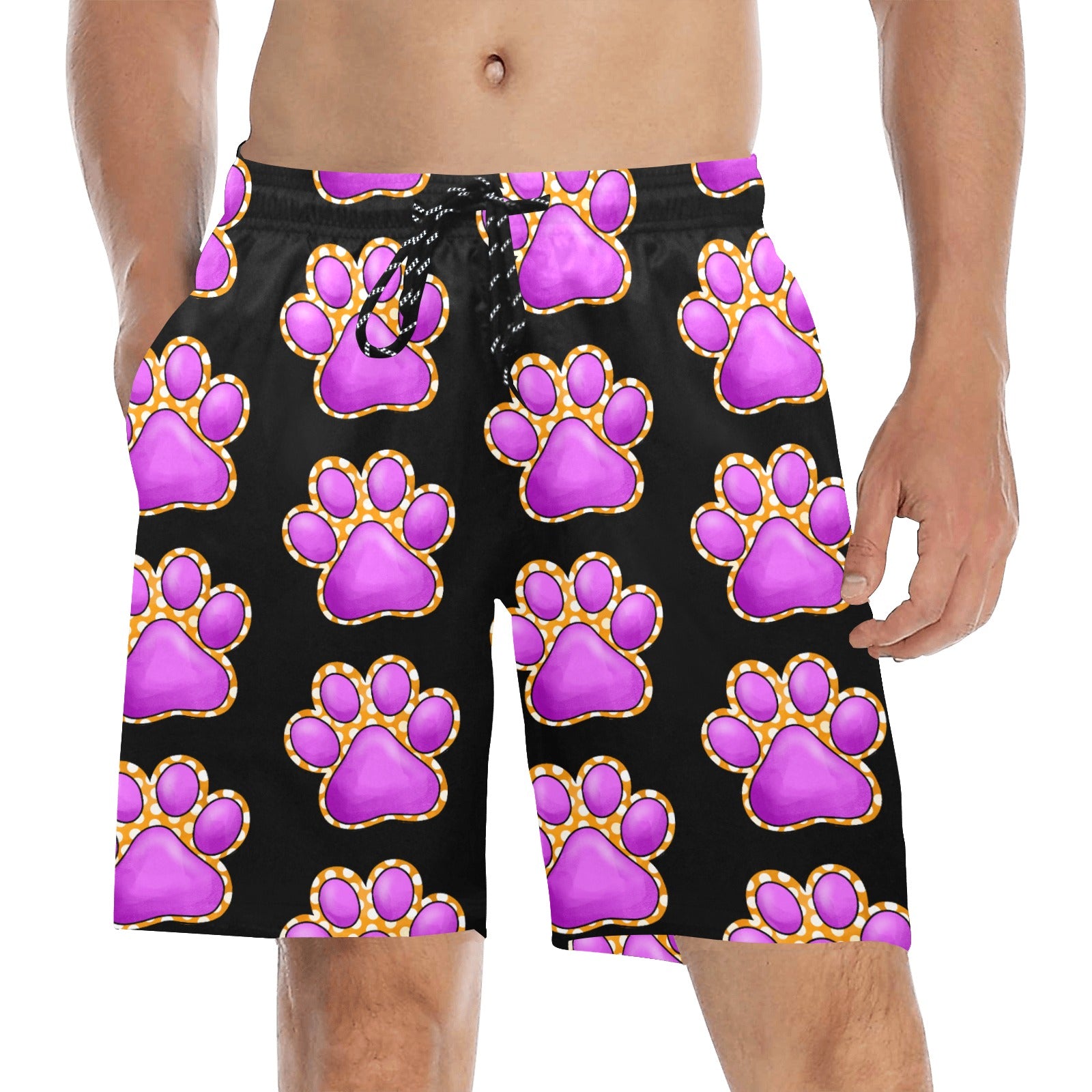 Paw Paw Men's Mid-Length Beach Shorts PetPooPoo.com