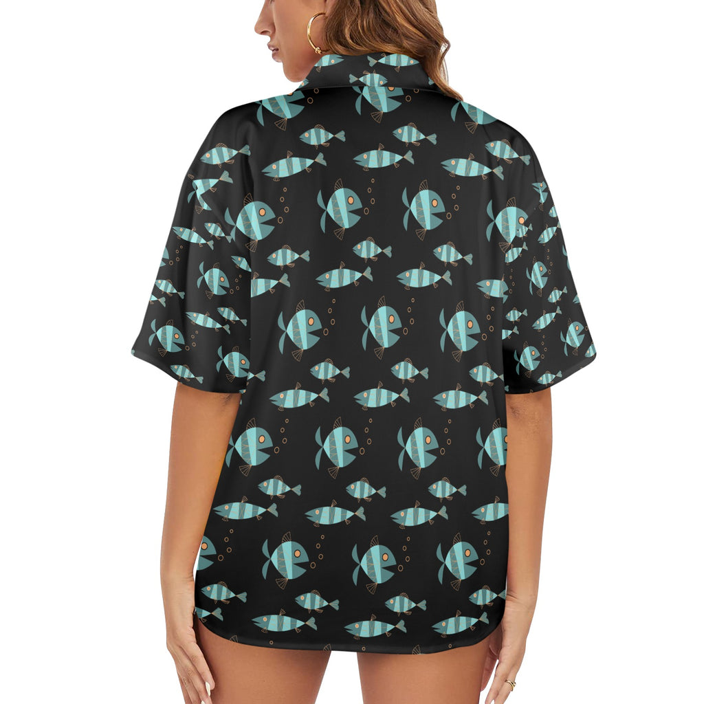 Metlox Manhattan Beach Trio Fish Women's All Over Print Shirt （Made in USA，Ships to USA Only）