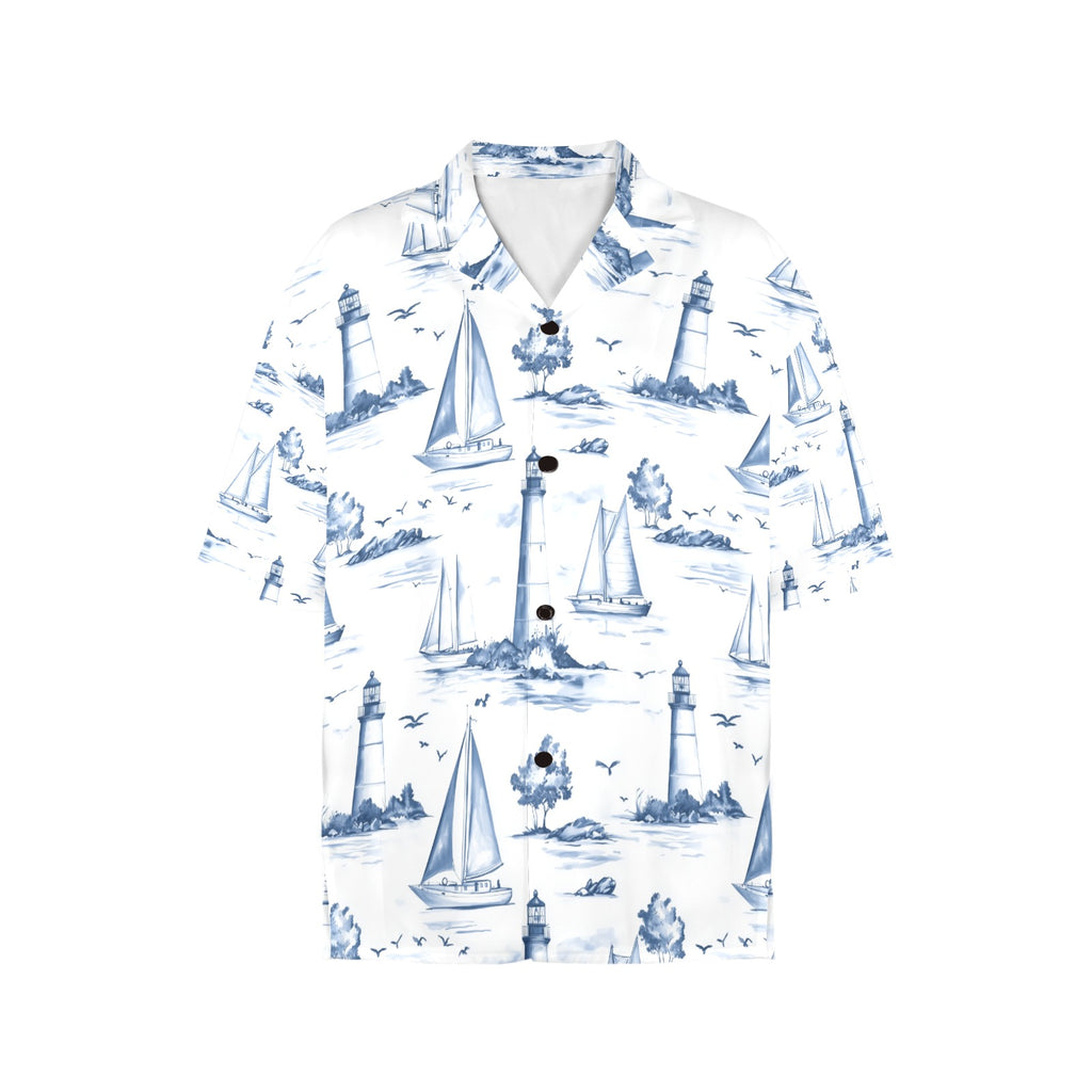 Sailing Away Nautical Women's All Over Print Hawaiian Shirt Made in USA